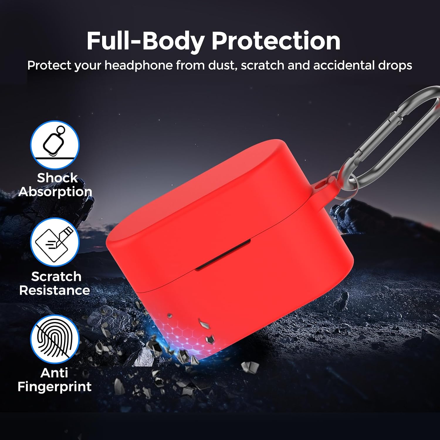 Detalle de AhaStyle Silicone Case for Sony WF-1000XM6 (2026) with Carabiner – Full Protection, LED Visible