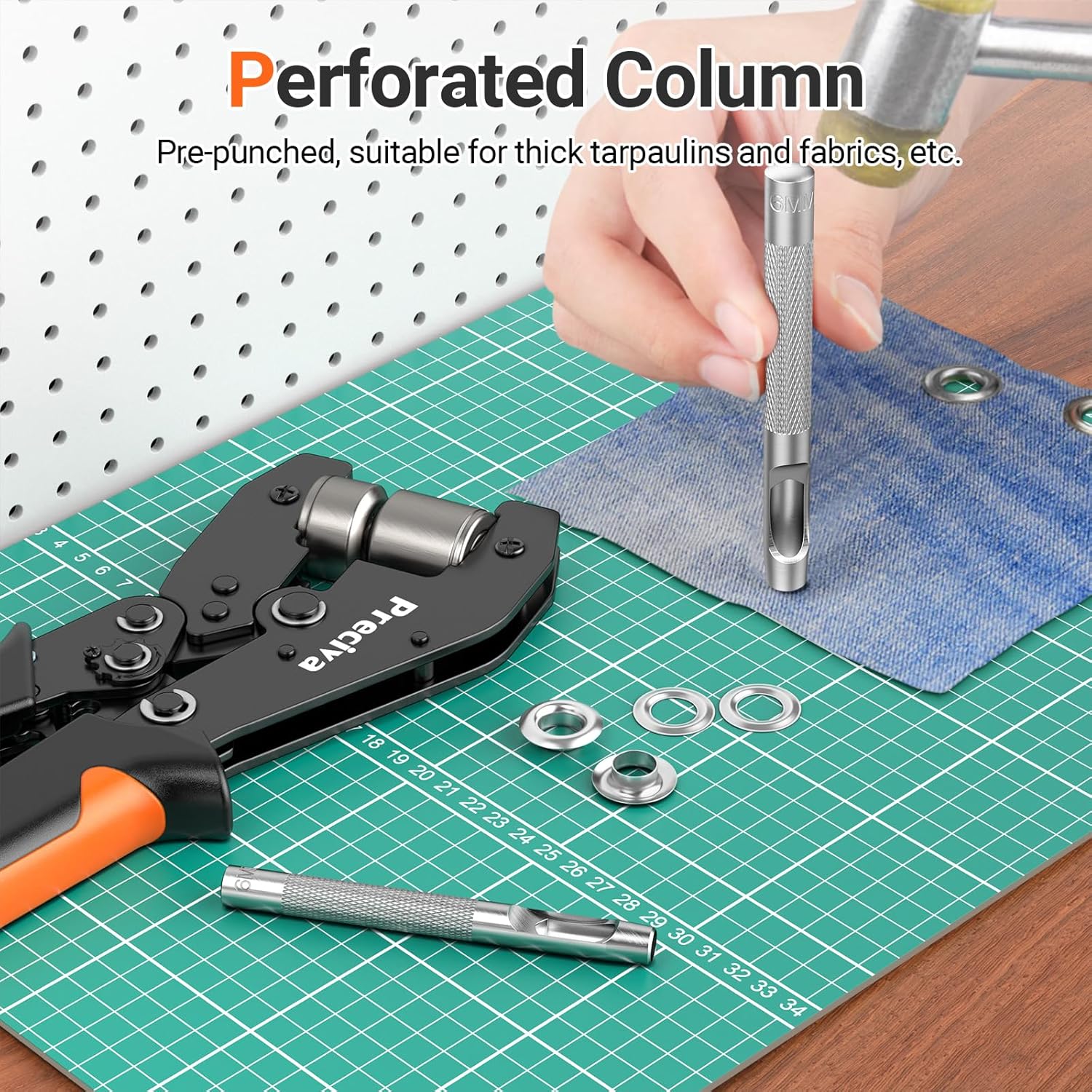 Thumbnail 5 de Pince à Œillets Professionnelle Preciva 6 mm avec 300 Œillets Magnétiques – Kit de Perforation et Clinquet