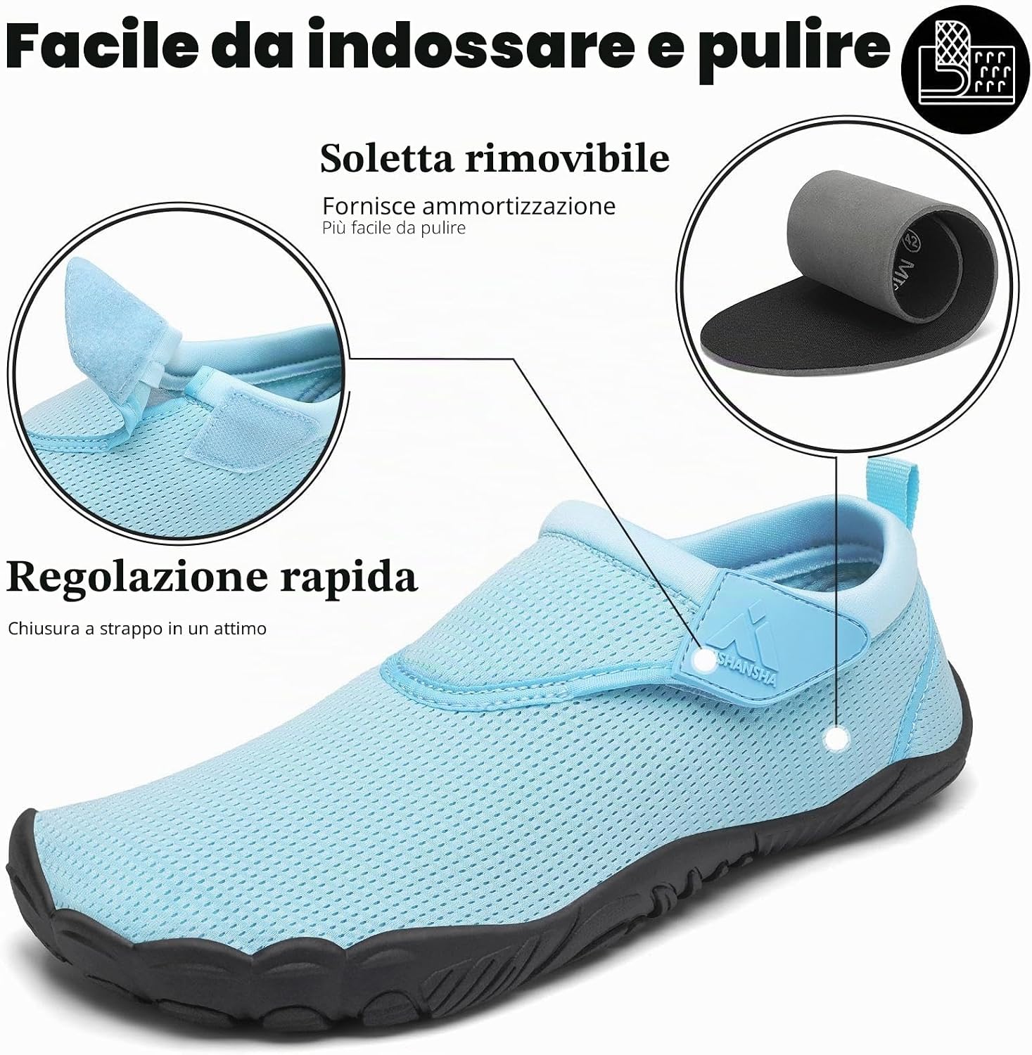 Detalle de Mishansha Scarpe da Scoglio Antiscivolo Traspirante uomo/donna – modello impermeabile e leggero, taglie 36-46