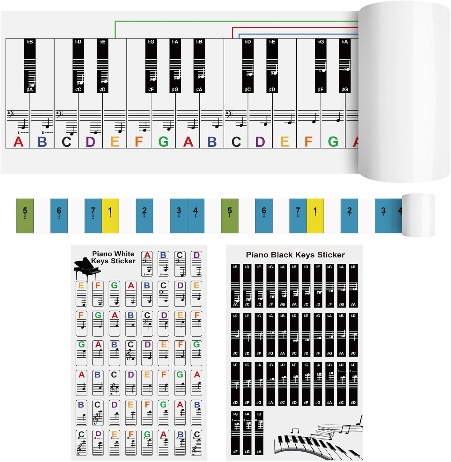 Thumbnail 6 de Enjoyard Piano Keyboard Stickers for 61/88 Keys