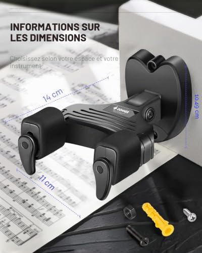 Thumbnail 6 de Donner Support Mural pour Guitare Noir — Porte-guitare mural automatique, pour toutes guitares