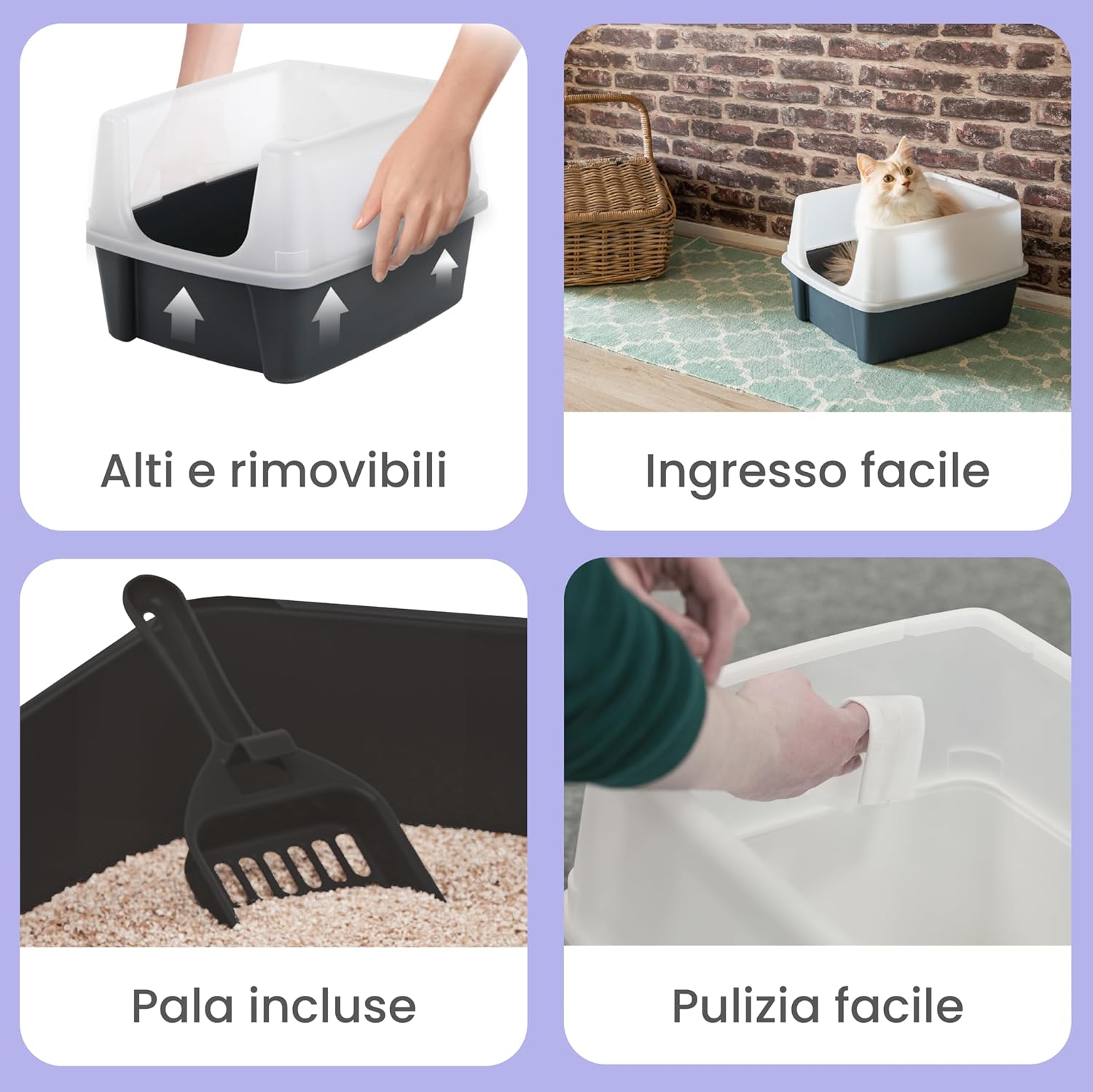 Thumbnail 1 de Iris Ohyama Vassoio per lettiera con paletta CLH-12, set da 2 (bianco) con pareti rimovibili