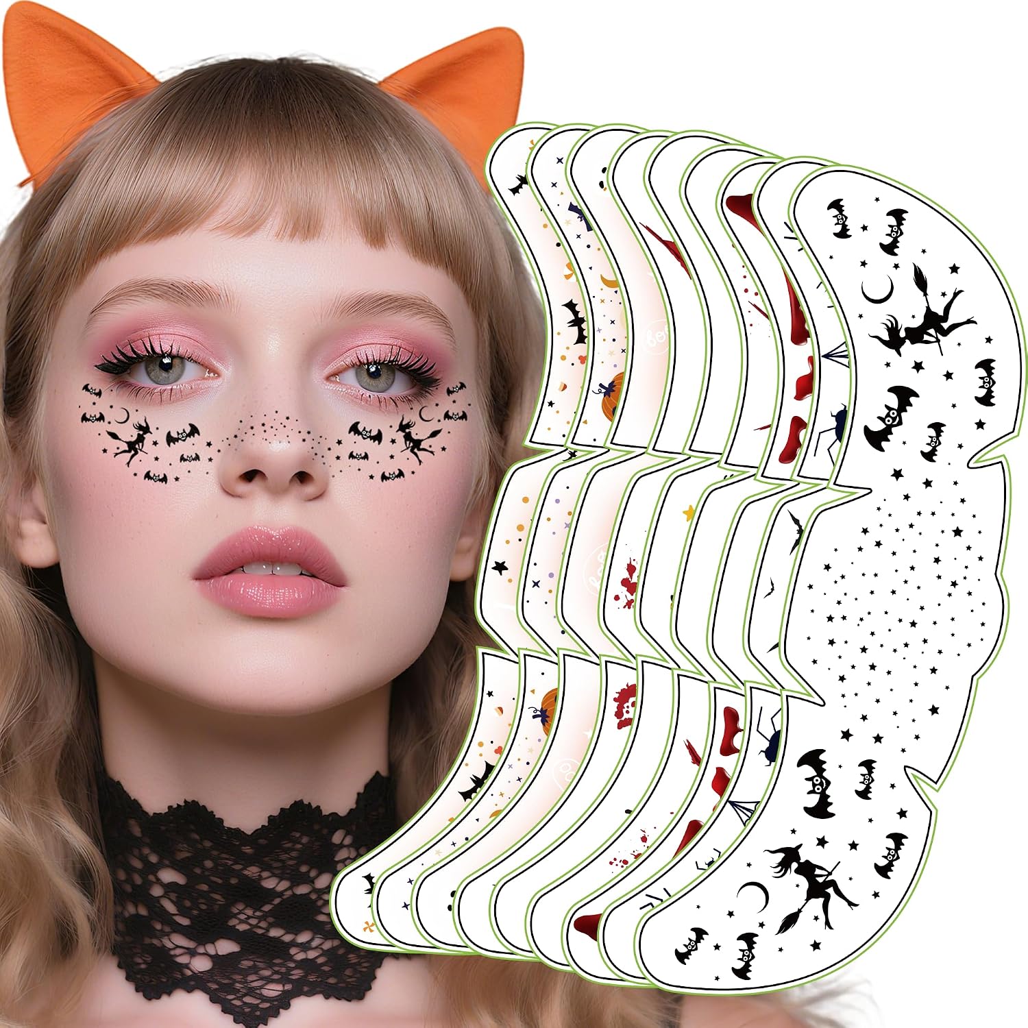 Detalle de Halloween Face Tattoos 9-Pack
