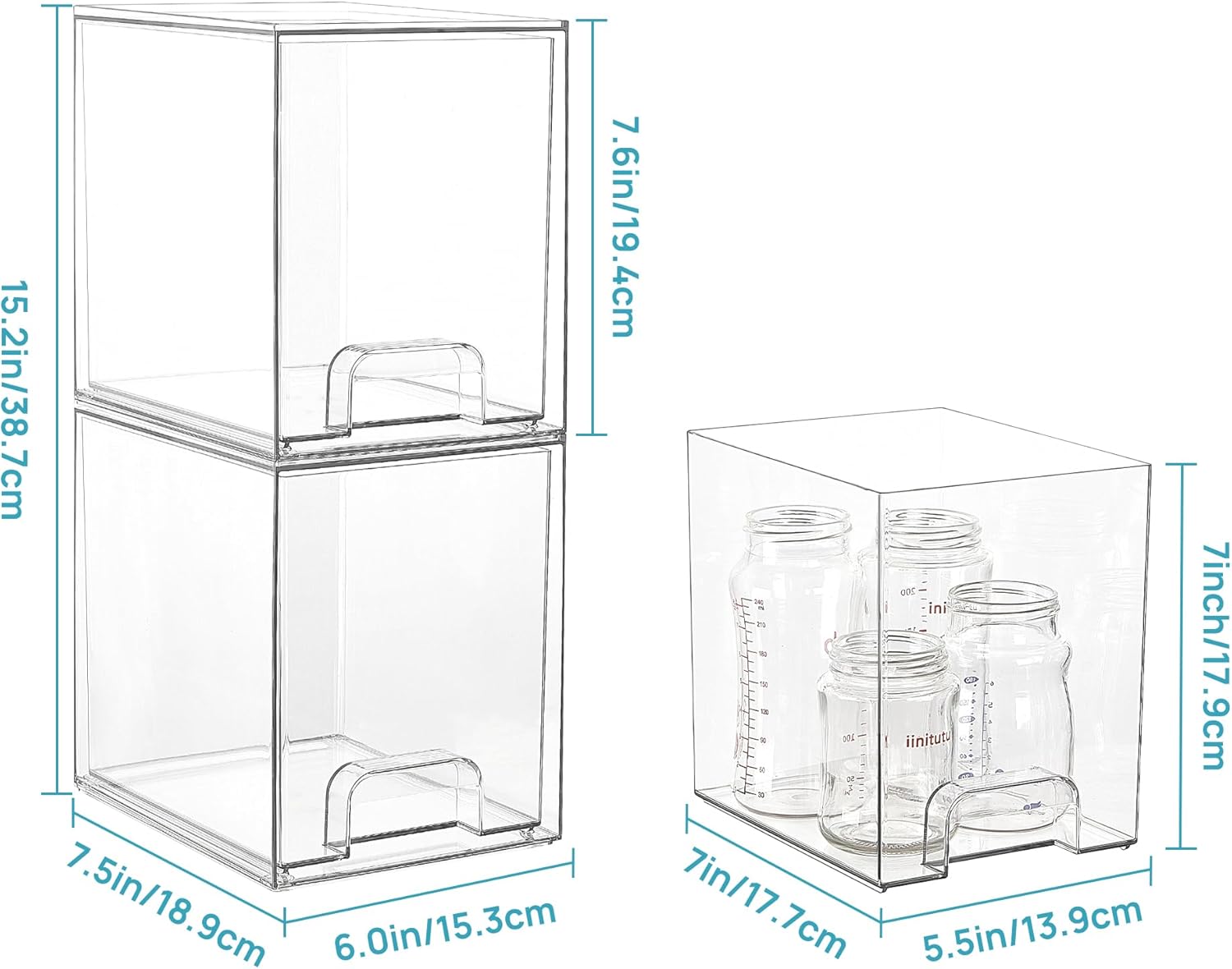 Thumbnail 1 de Vtopmart 7.6" Clear Stackable Storage Drawers 4 Pack