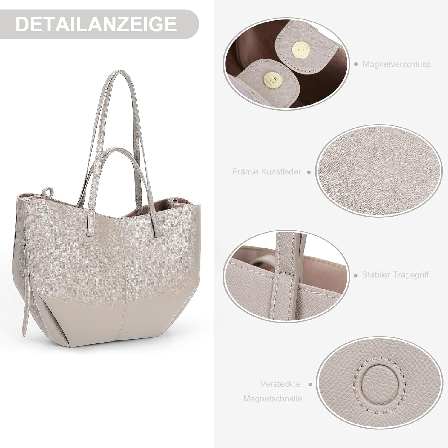 Thumbnail 4 de TIAASTAP Groß Handtasche Damen Tote Bag – geräumige Kunstleder Shopper Tasche