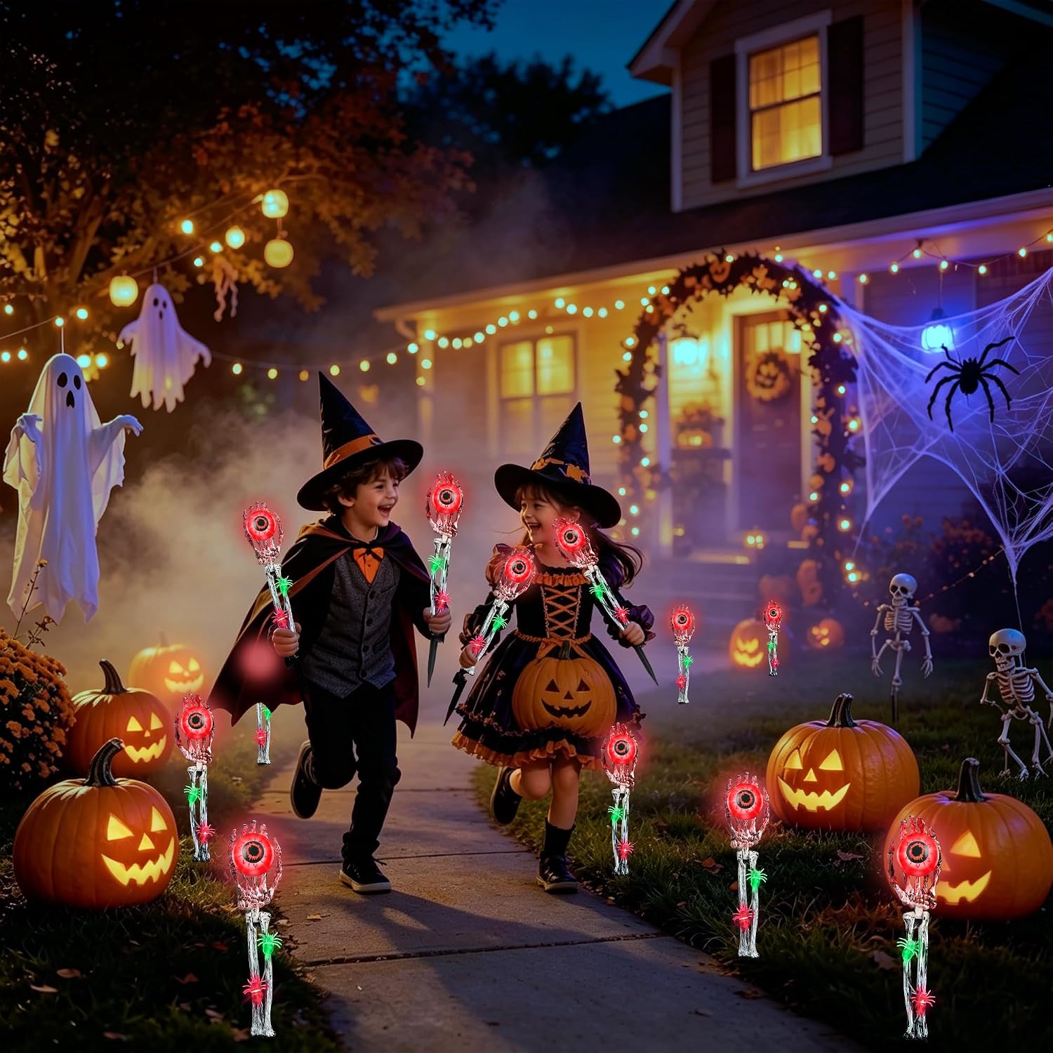 Detalle 1 de Skeleton Hand Halloween Stake Lights, 2-Pack
