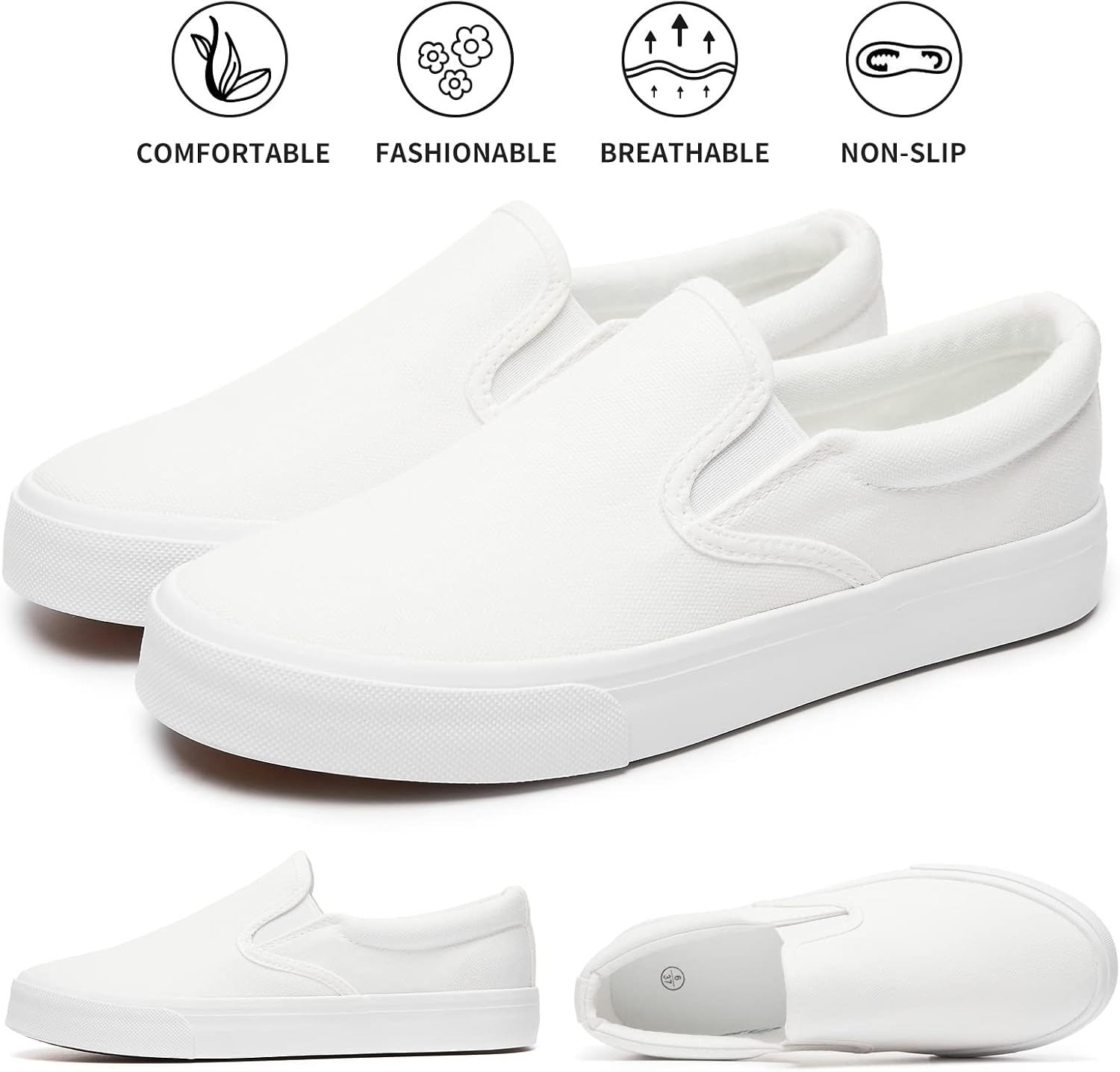 Detalle 1 de hash bubbie Women's Canvas Slip-On Sneakers with Padded Insoles and Rubber Soles