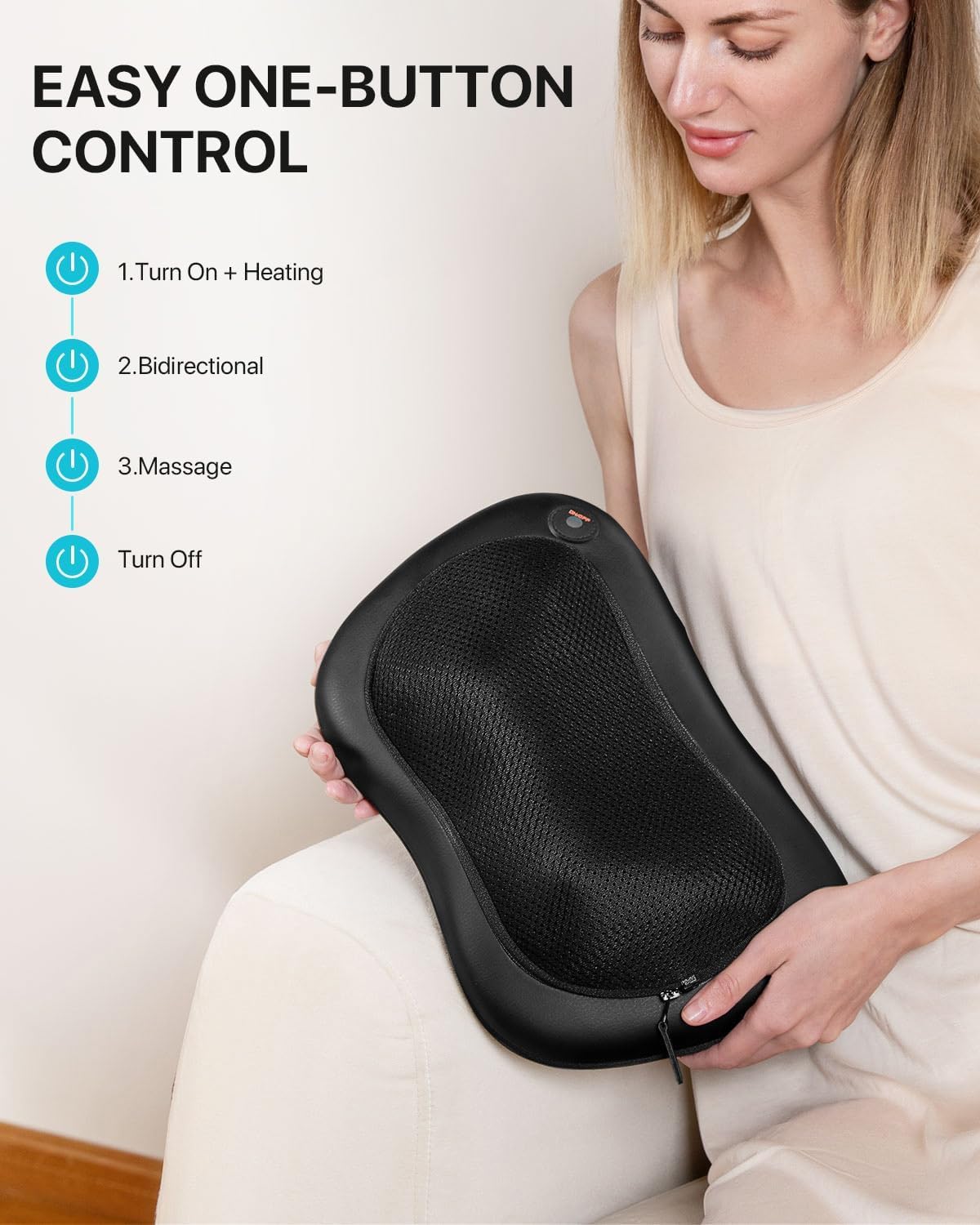 Thumbnail 4 de ALLJOY Masseur de Cou Cervical Shiatsu – Coussin chauffant 4 nœuds, 3 vitesses pour nuque et épaules