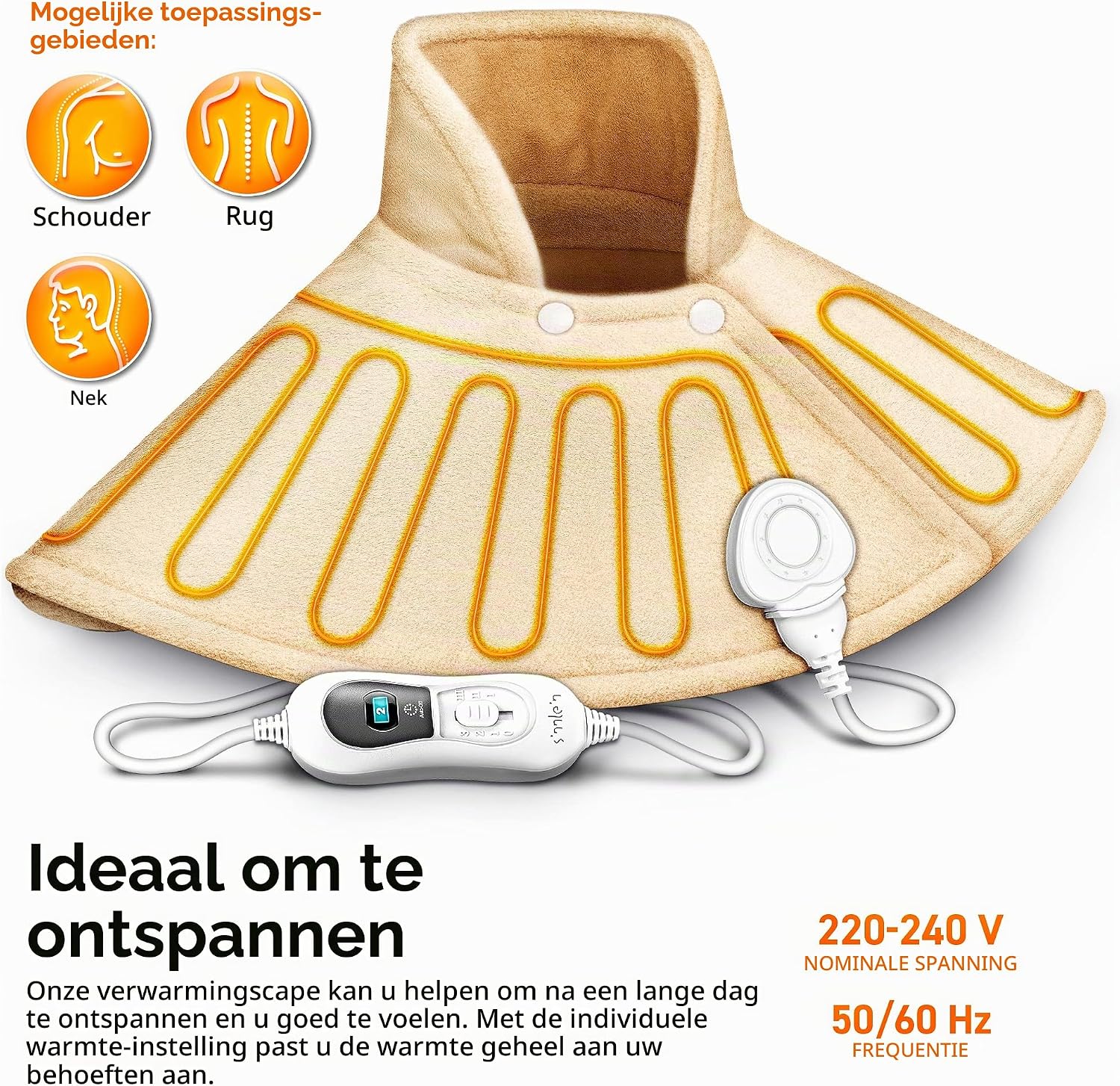 Thumbnail 1 de sinnlein 1210 elektrische verwarmingscape voor nek, schouders en rug