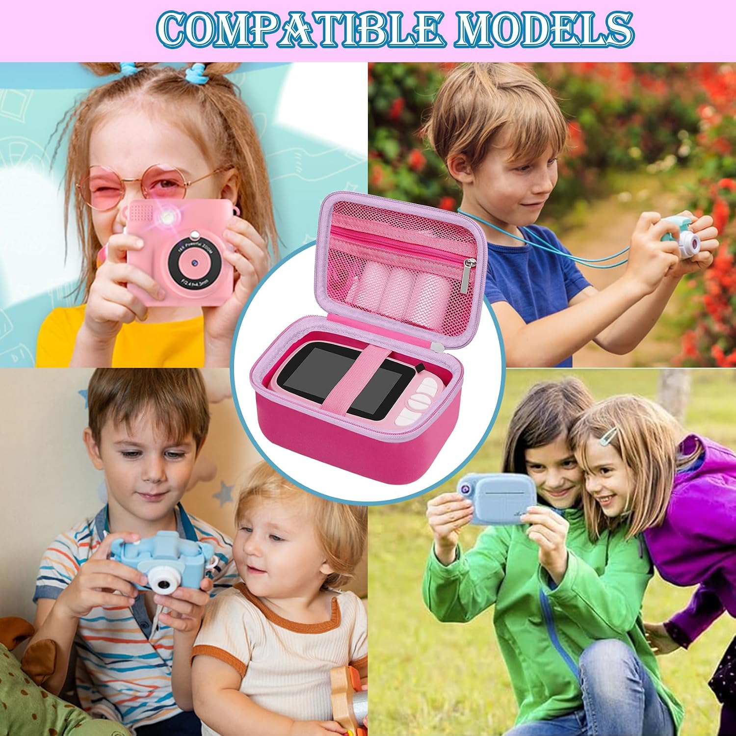 Detalle 2 de Custodia per Macchina Fotografica Istanta per Bambini Misilmp – Rosa (solo custodia), dimensioni compatibili