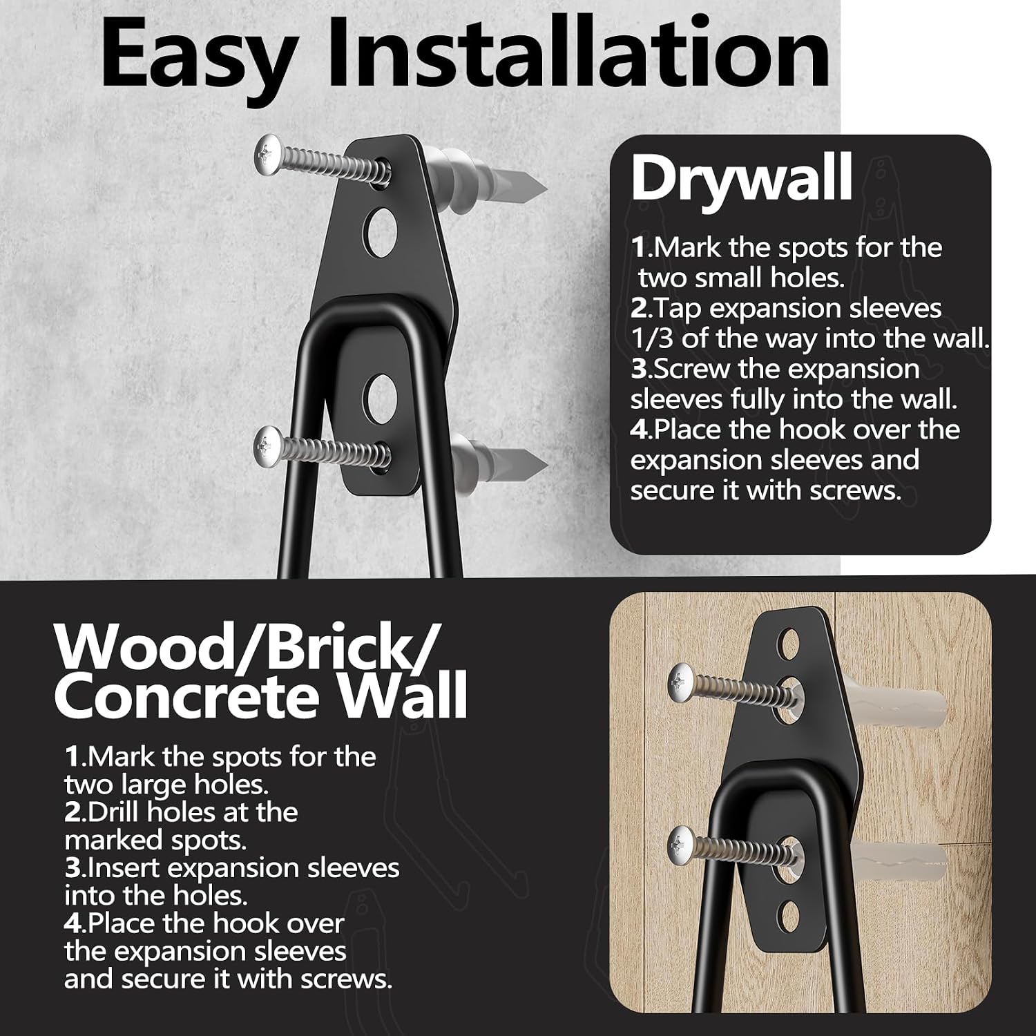 Detalle de Kitmiido Steel Garage Storage Hooks (12-pack) with anti-slip PVC coating for bikes, ladders and tools