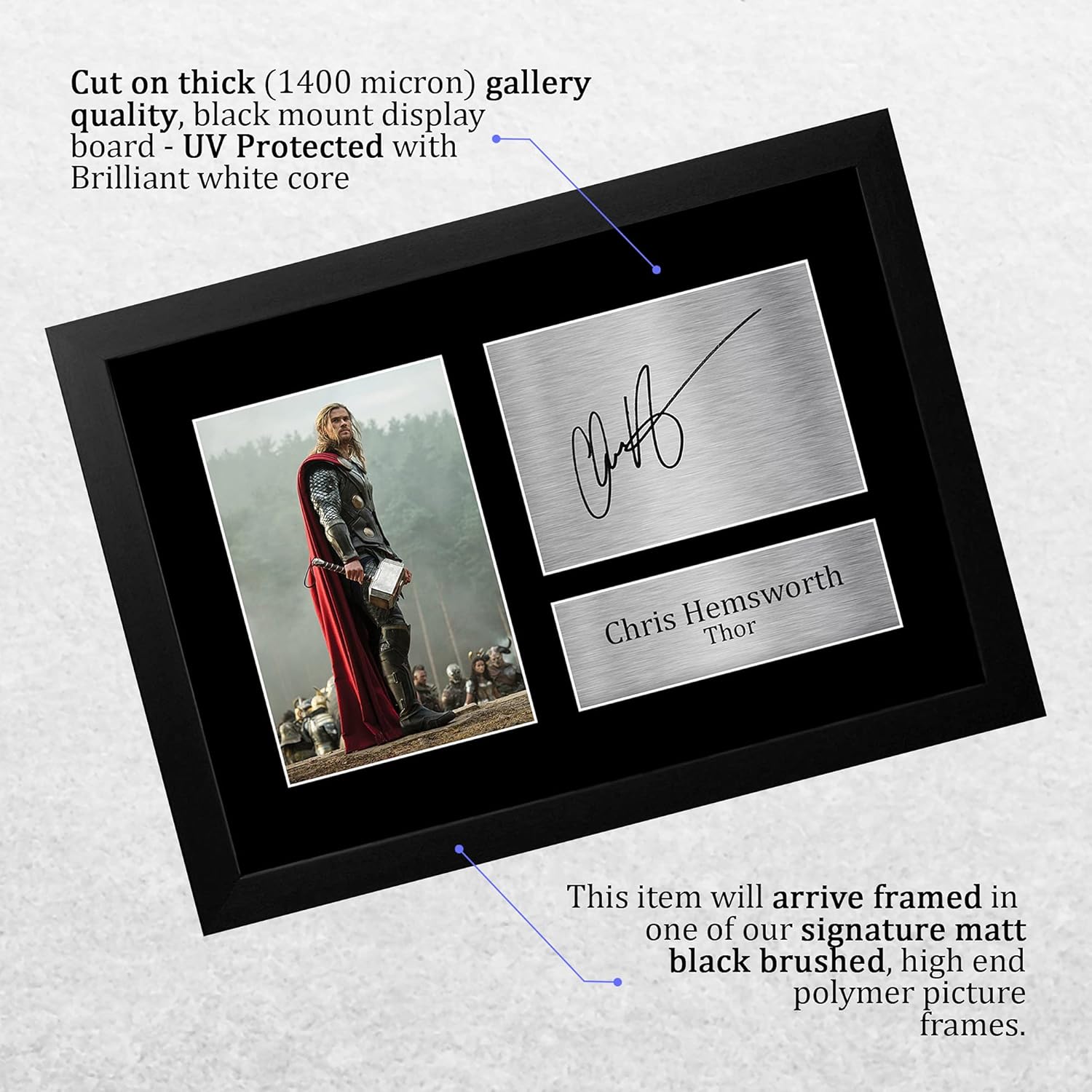 Thumbnail 2 de HWC Trading FR Chris Hemsworth Gift Signed FRAMED A4 Printed Autograph Thor The Avengers Gifts Print Photo Picture Display