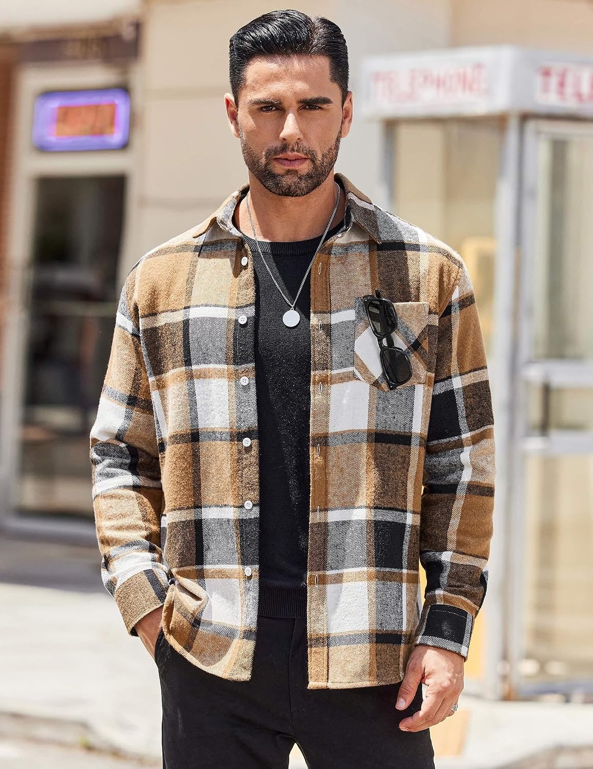 Thumbnail 1 de COOFANDY Mens Flannel Long Sleeve Plaid Shirt 👔