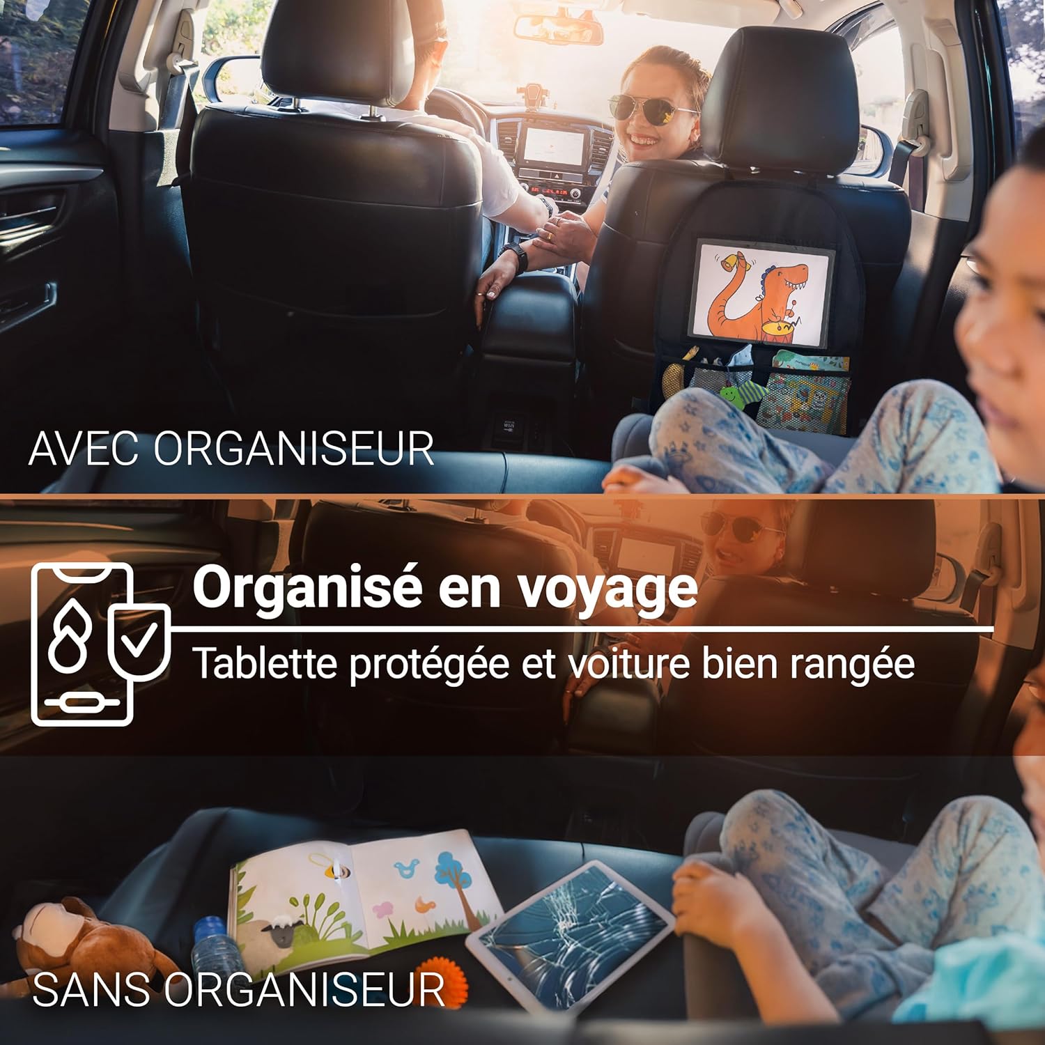 Thumbnail 2 de Zamboo Organisateur Voiture Enfant avec pochette tablette (jusqu’à 11") pour protéger le dossier et ranger | Noir
