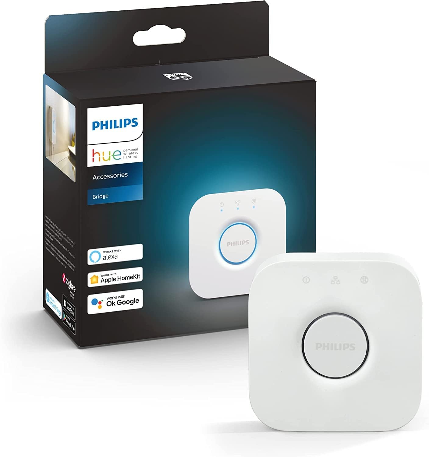 Detalle de Philips Hue Bridge (standard) para controlar tu sistema de iluminación inteligente Hue