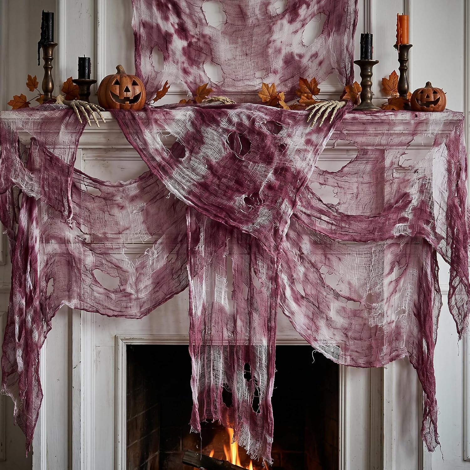 Detalle de RunNico RN-411Purple-Blood-Stain-1.8x5m Halloween Gauze, Purple Fine-Yarn Decor