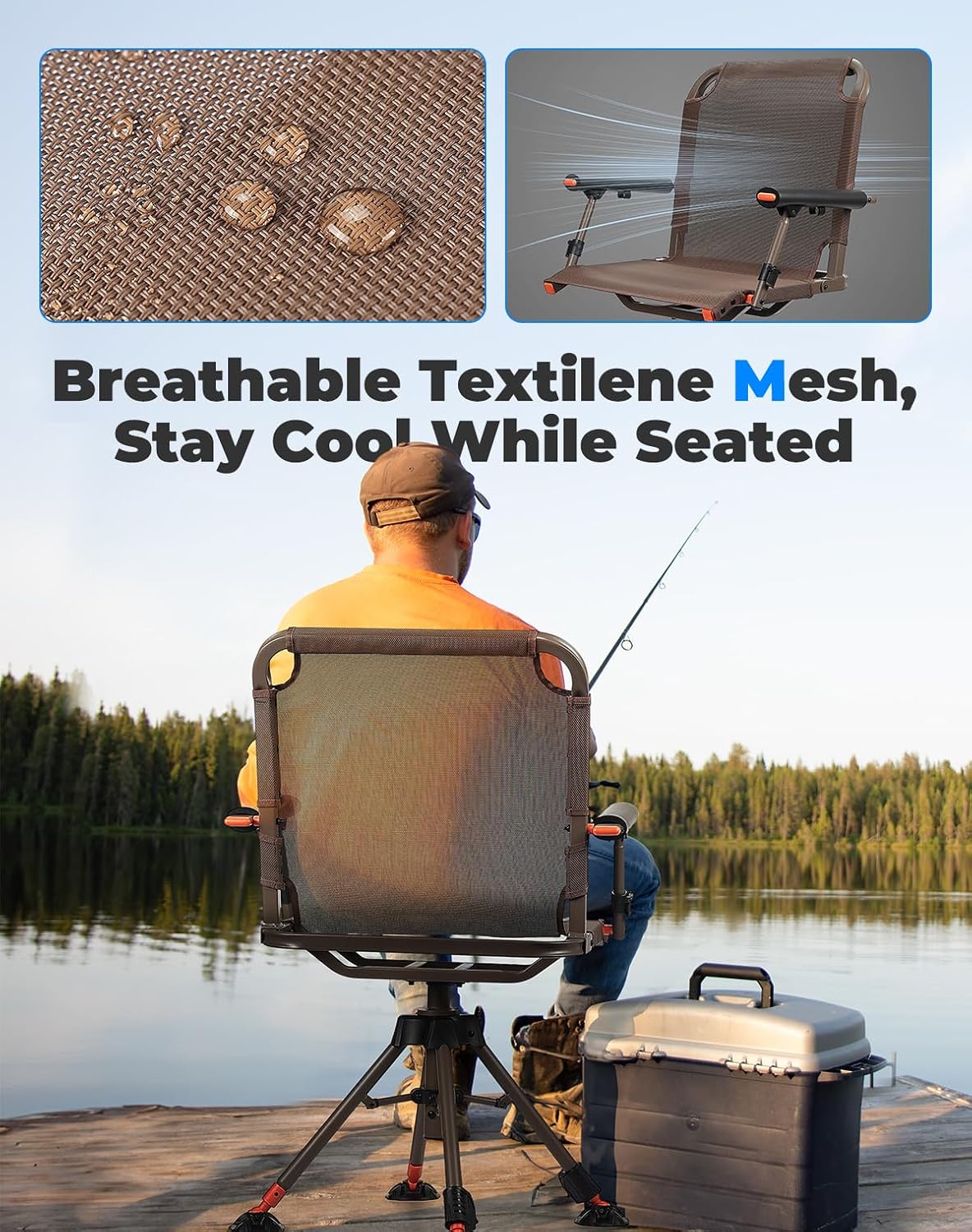 Thumbnail 5 de KEMIMOTO B1702-00401BR Hunting Blind Chair, 360° Swivel, Adjustable Height