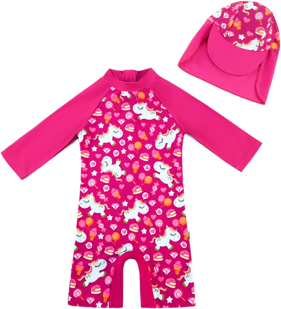 Detalle de Upandfast Baby Badeanzug mit Sonnenhut UPF 50+ – sicherer UV-Schutz am Strand