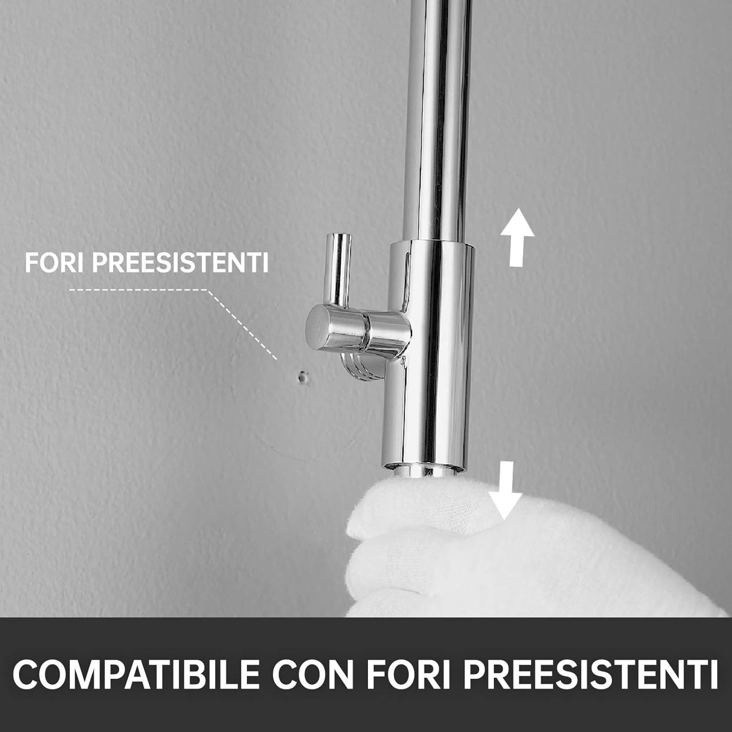 Thumbnail 1 de Auralum Colonna Doccia completa con Miscelatore, Asta Saliscendi in Acciaio inox e Soffione 25 cm – Altezza 90–130 cm