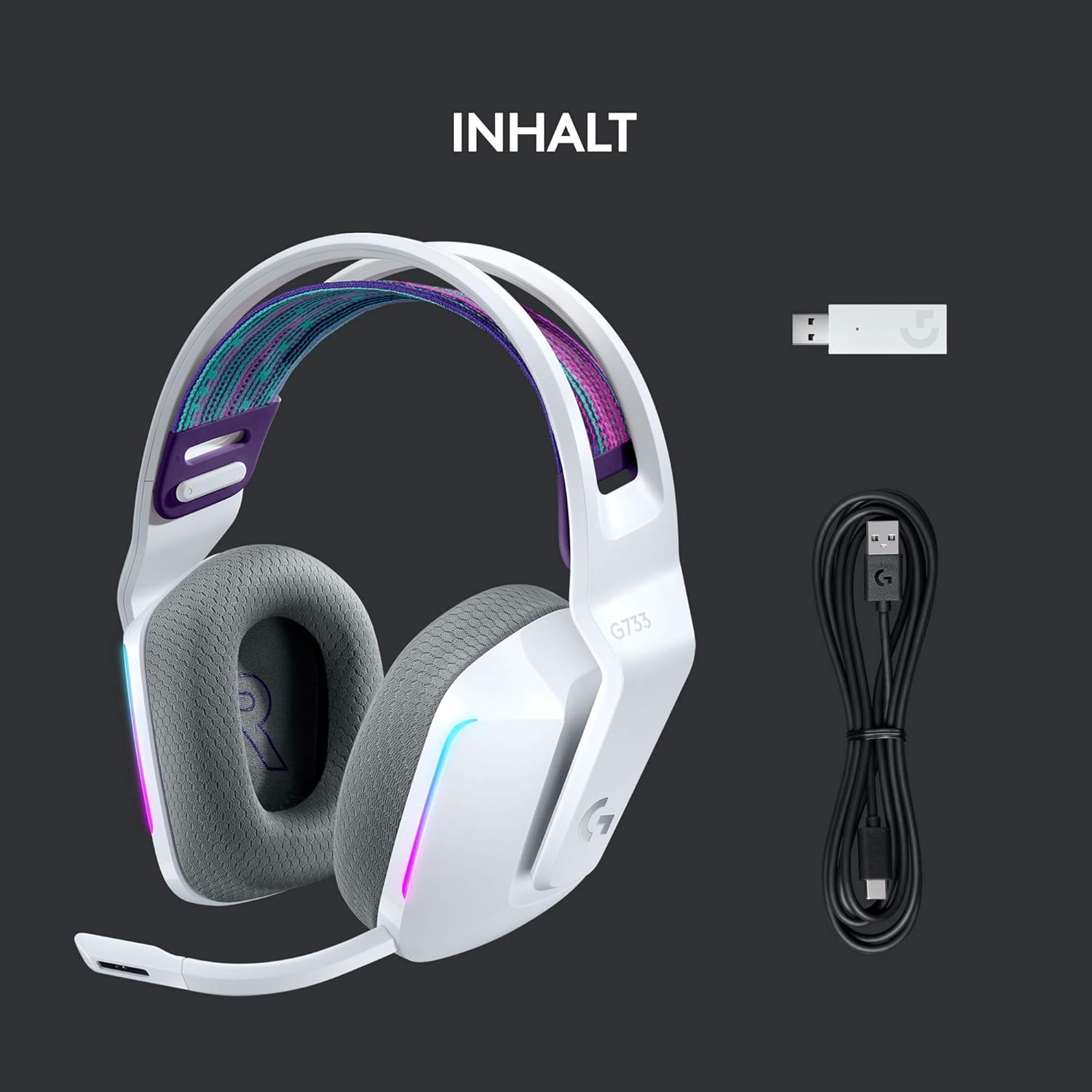 Thumbnail 5 de Logitech G733 LIGHTSPEED kabelloses Gaming-Headset (Weiß) mit LIGHTSYNC RGB & Blue VO!CE