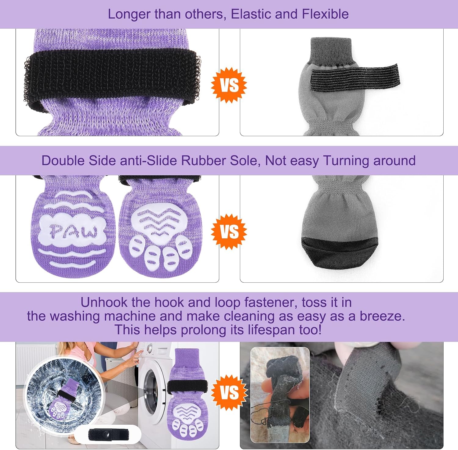 Detalle de BEAUTYZOO Hundesocken Anti-Rutsch Large 3 Zoll