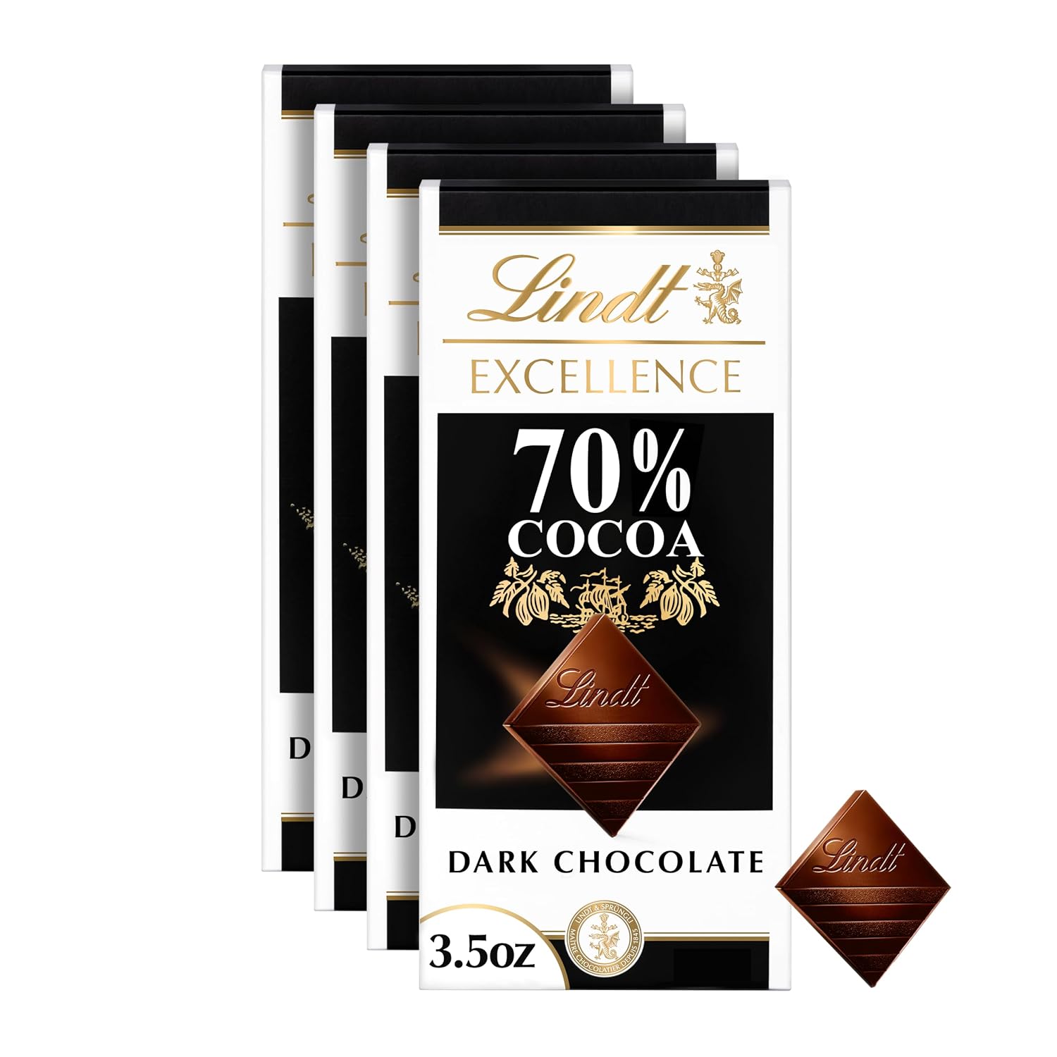 Detalle de Lindt EXCELLENCE 70% Cocoa Dark Chocolate Bars, 3.5 oz, 4-Count