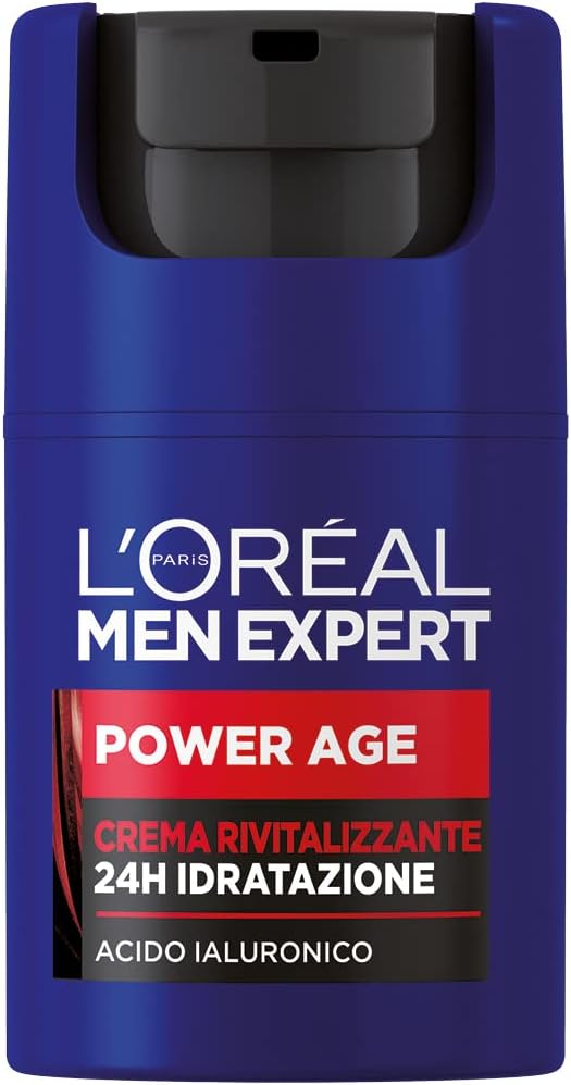 Detalle de L'Oréal Paris Men Expert Crema Rivitalizzante Power Age 50 ml: idratazione 24H con Acido Ialuronico e Pro-Retinolo