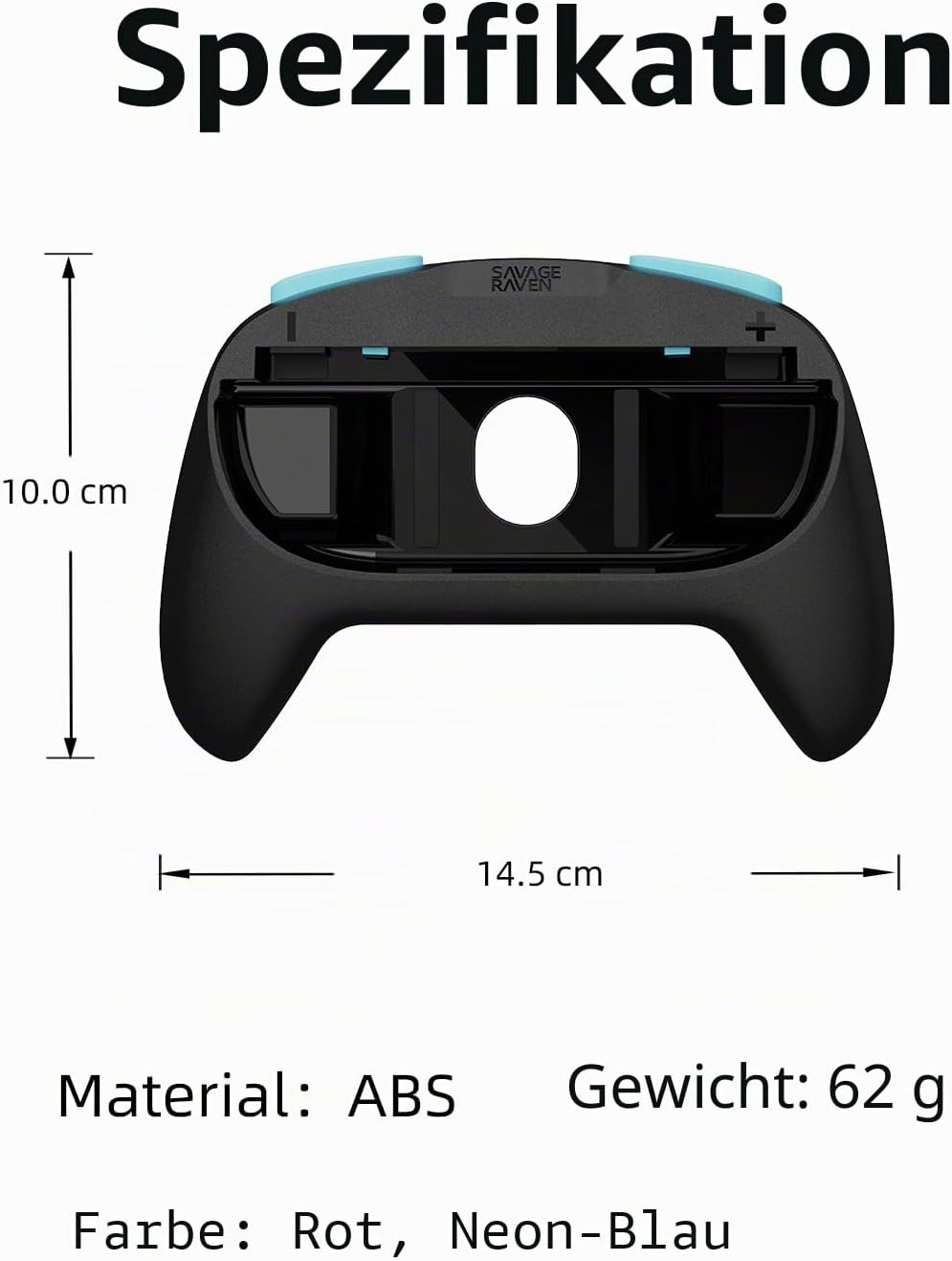 Thumbnail 6 de SAVAGE RAVEN MiniGrip Hand Grip für Nintendo Switch 2 Joy-Con | Neon Blau & Rot