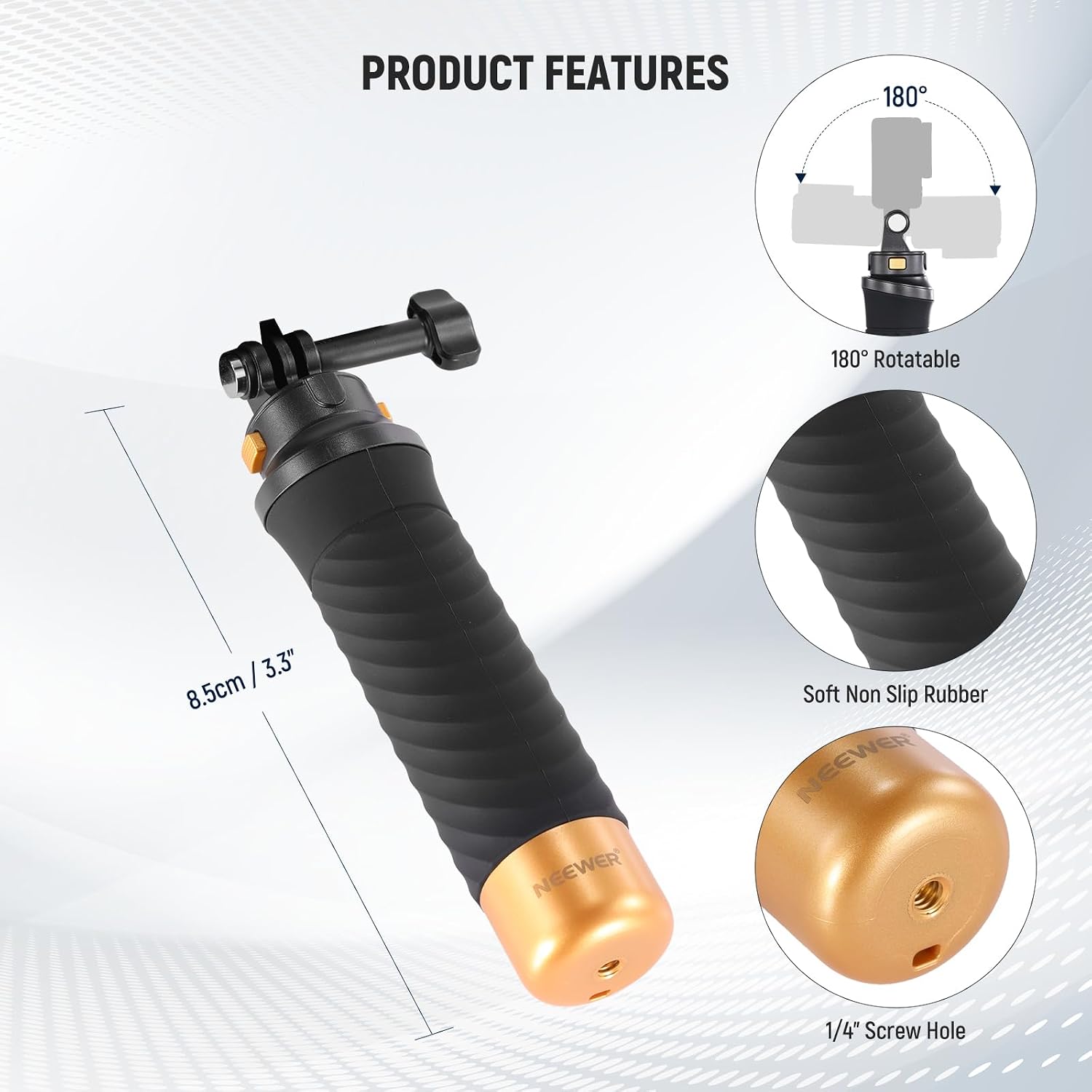 Thumbnail 6 de NEEWER Quick Release Floating Hand Grip for Action Camera (GP23) – Water-Ready Floating Handle with Detachable Mount