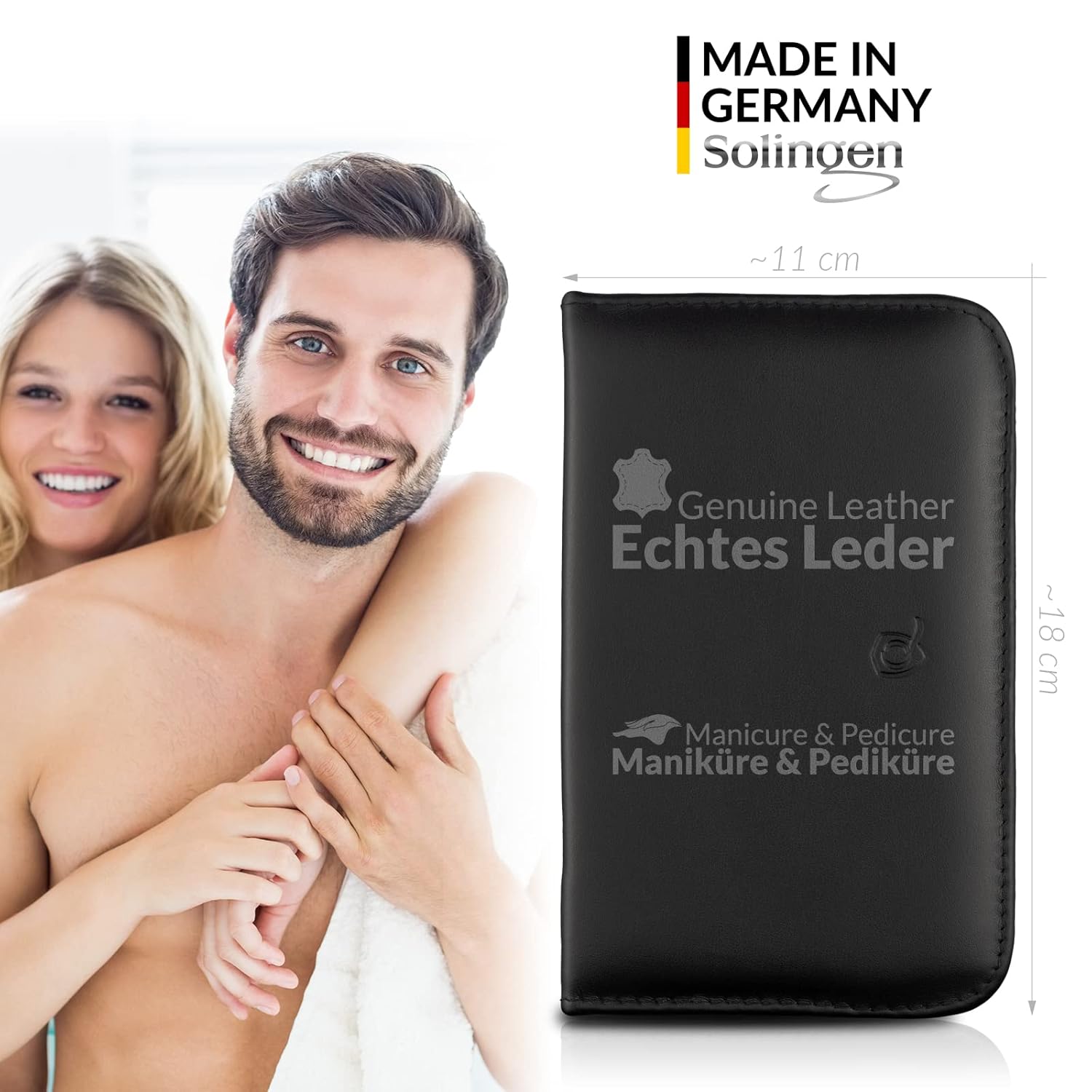 Thumbnail 1 de marQus Solingen Mega Maniküre & Pediküre Set (12 Teile) im Echt-Leder Etui, schwarz