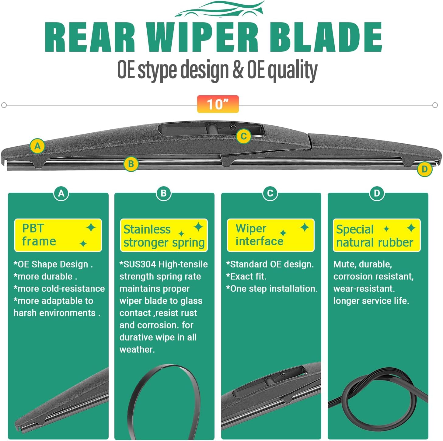 Detalle 2 de 24/19/10 in Wiper Blade Set for Honda CR-V 2023-2025