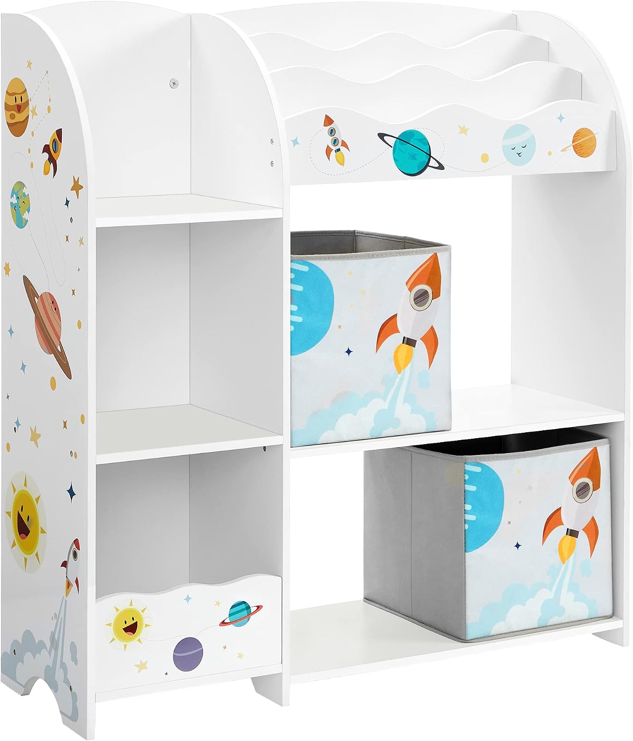 Detalle de SONGMICS UGKR42WT Kids’ Toy and Book Organiser with 2 Fabric Drawers