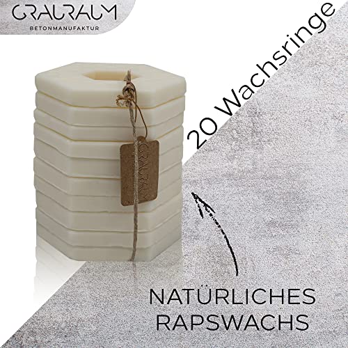 Detalle de GRAURAUM Nachfüllwachs 20 Platten – Rapswachs-Nachfüllplatten für Outdoor-Kerzen
