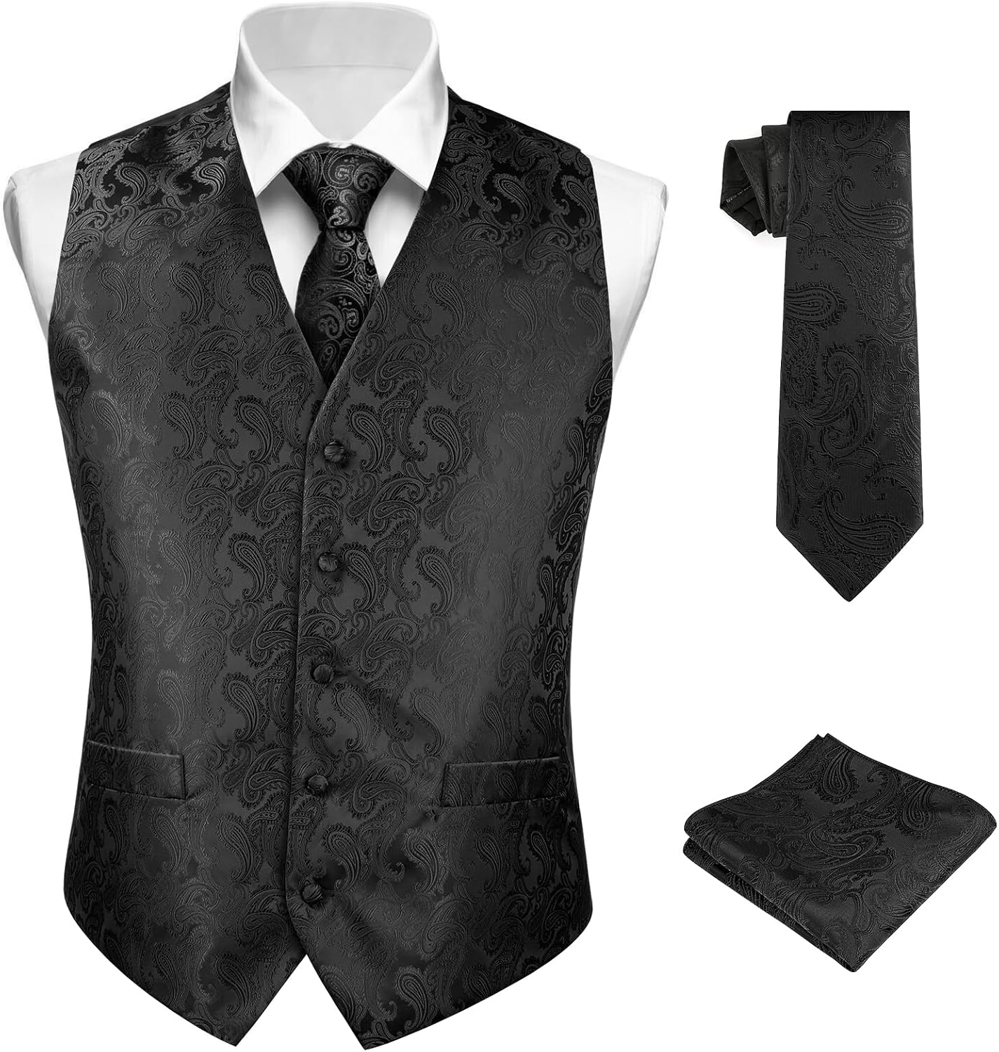 Thumbnail 6 de BSBUY Herren Weste Casual Anzugweste Regular mit 2 Taschen – V-Ausschnitt, Volltonfarbe, Slim Fit