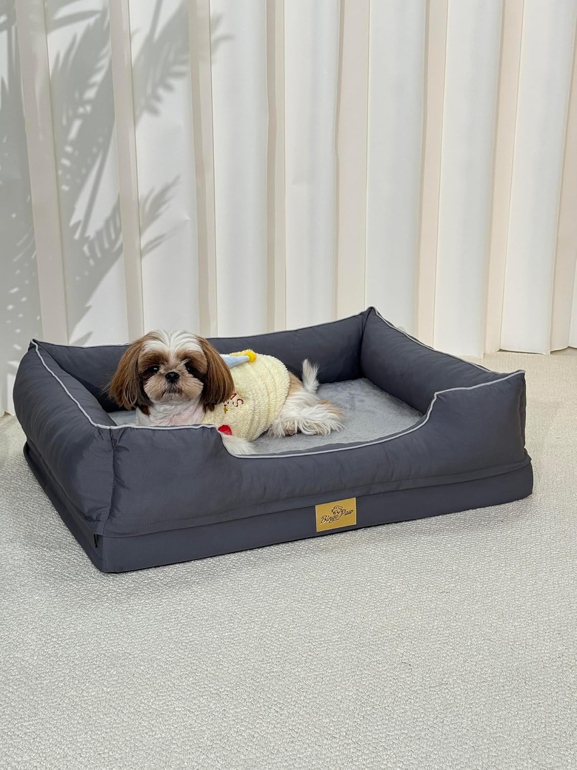 Thumbnail 1 de BingoPaw Orthopedic Dog Beds Medium: Sofa-Style Bed with Bolsters (77x63x18 cm) in Grey