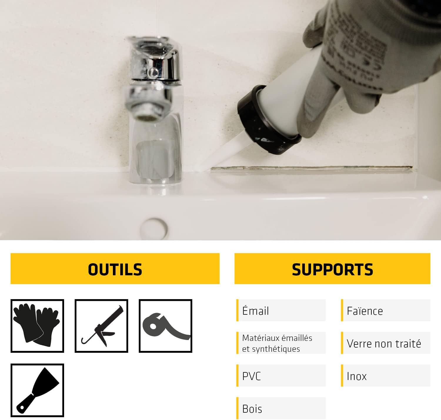 Detalle 2 de SikaSeal 108 Sanitaire Transparent – Mastic silicone sanitaire anti-moisissures, 300 ml