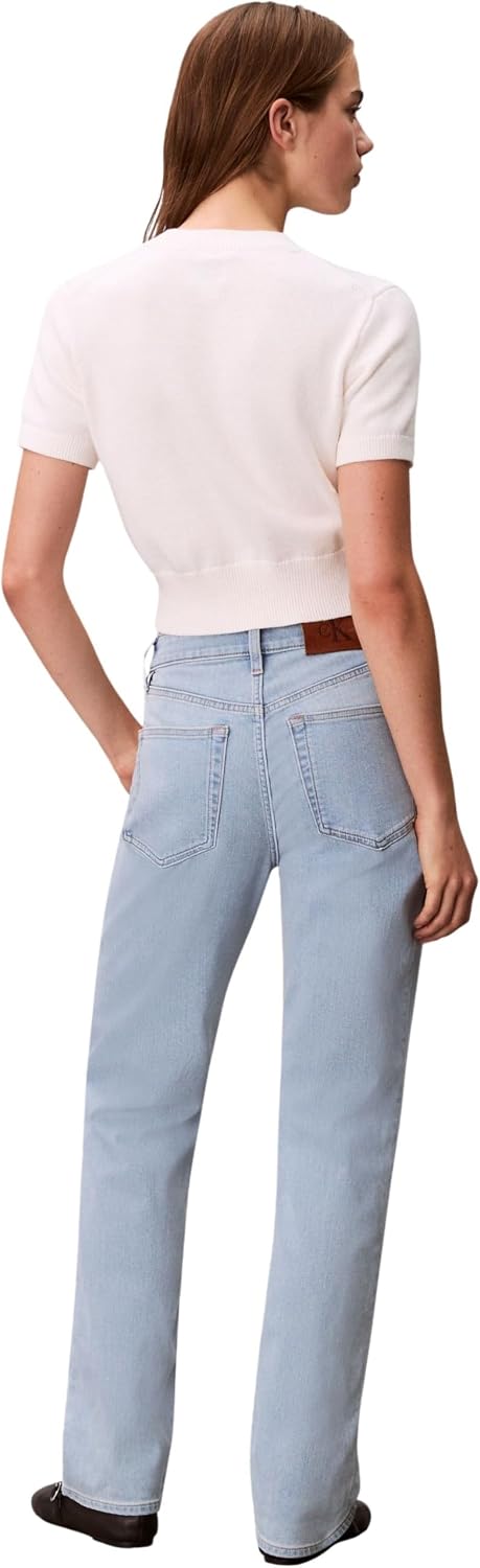 Detalle de Calvin Klein EU High Rise Straight Blue Rain – Jeans Donna