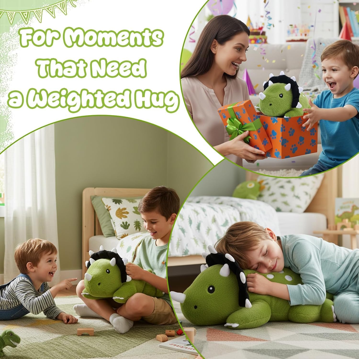 Thumbnail 4 de SQEQE Weighted Triceratops Dinosaur Plush: A Cozy 23.6-Inch Hug for All Ages