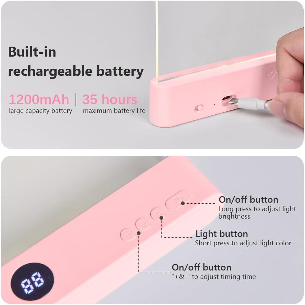 Thumbnail 4 de HOTUT Lightwedge Leselampe – Tragbare, ultradünne Buchlampe mit Augenschutz, Rosa