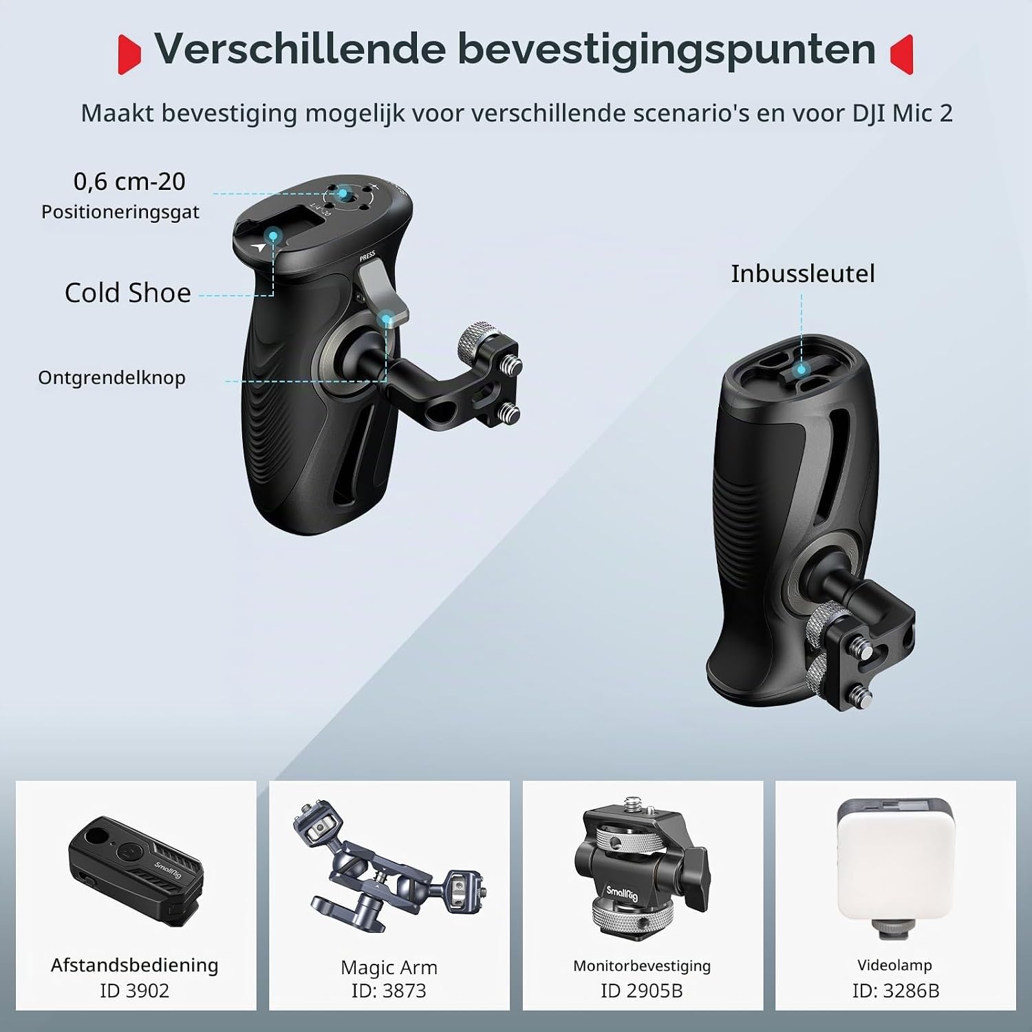 Thumbnail 6 de SMALLRIG 5194 draaibare zijhandgreep voor camera’s met 360°-rotatie