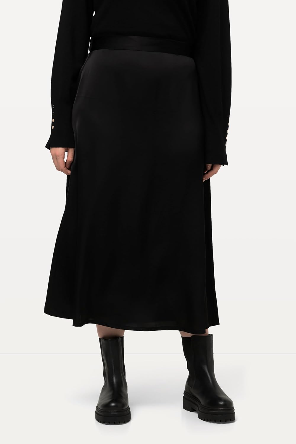 Thumbnail 2 de Jupe midi en satin pour femmes grandes tailles Ulla Popken – silhouette A et ceinture confort