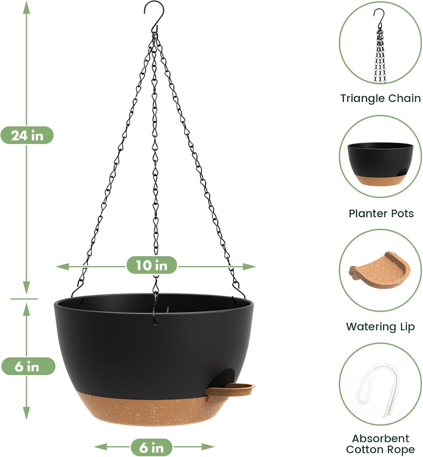 Detalle 2 de Hanging Planters, 12-Inch