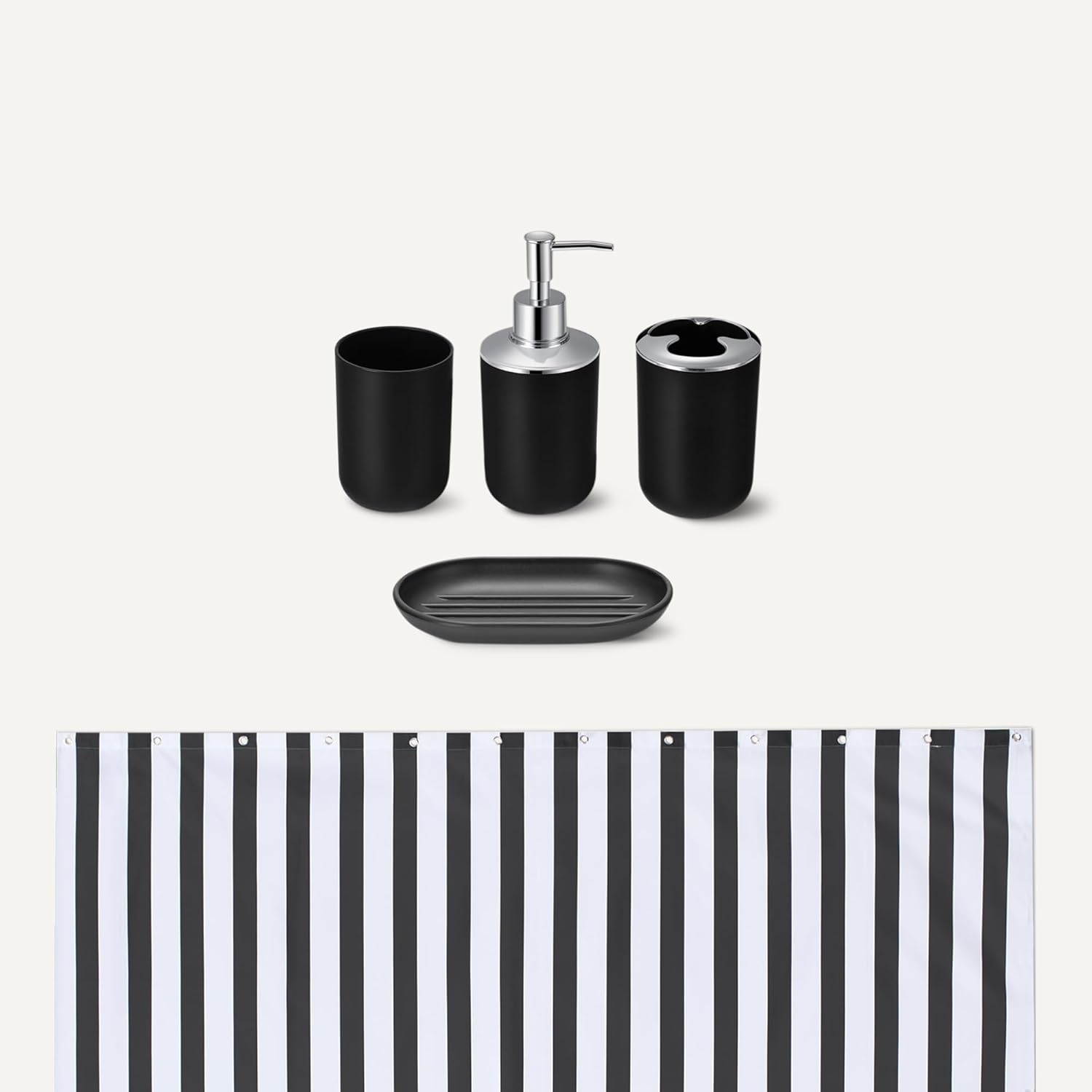 Detalle de Amazon Basics Badezimmer Zubehör Set 183×183 cm