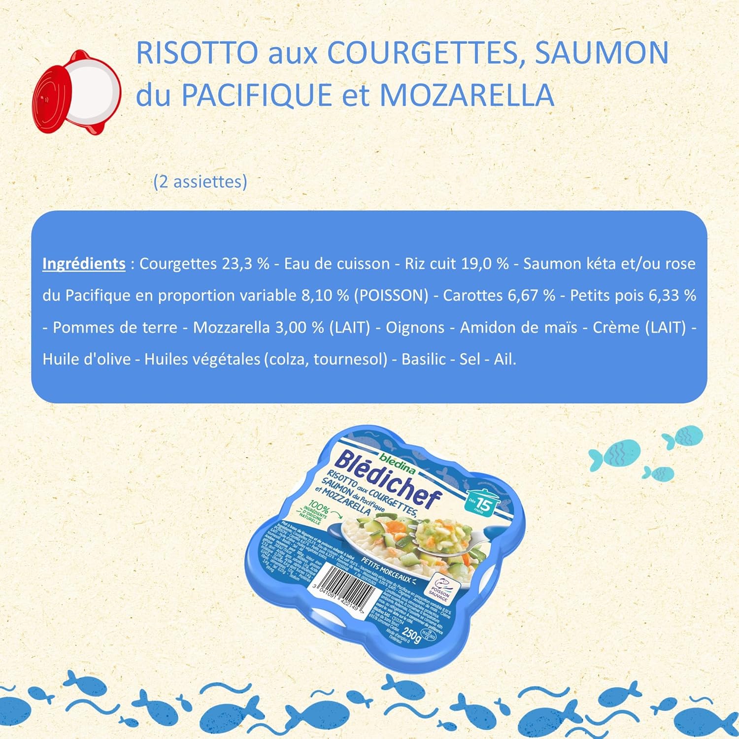 Detalle de Blédichef – 8 petits plats pour bébé (à partir de 15 mois) – Pack de 8 assiettes