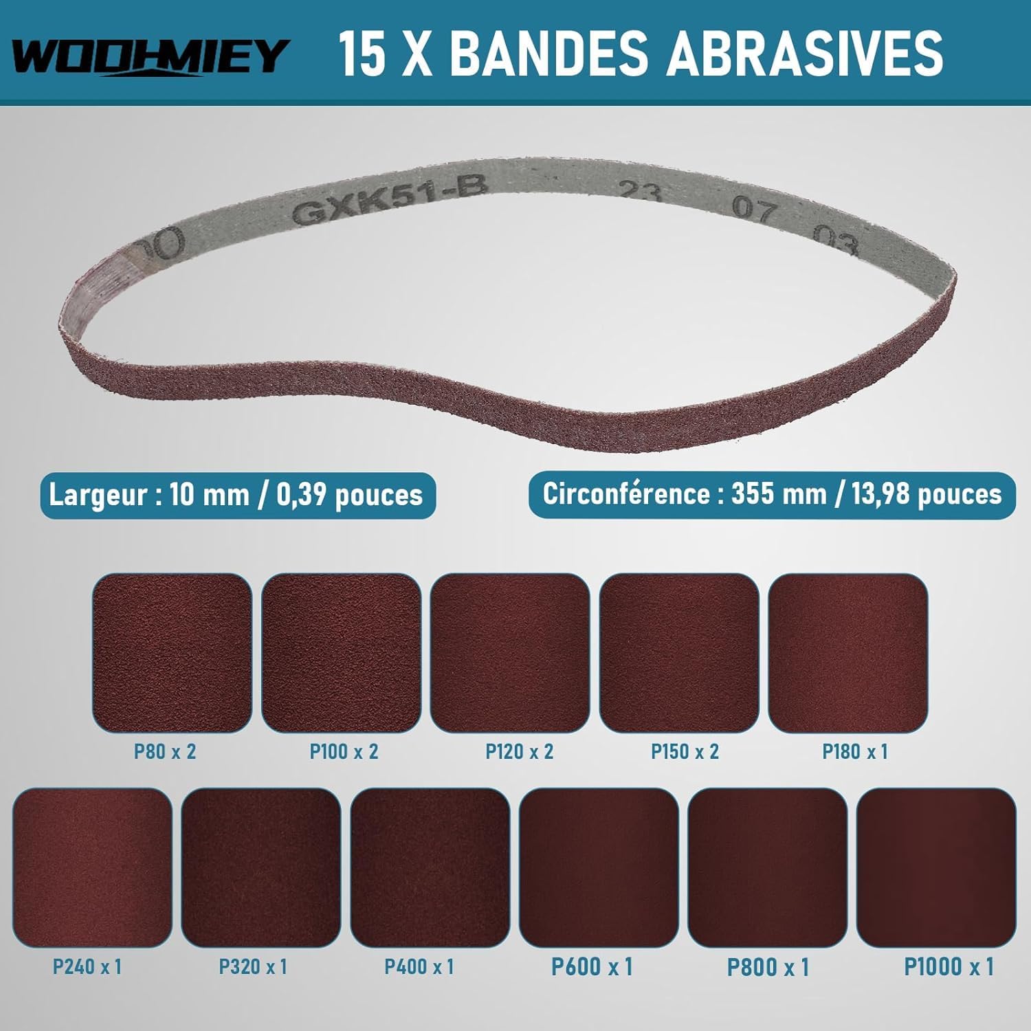Detalle 2 de WODHMIEY WODHMIEY10112403396 handbandschuurmachine, 16,8 V, 7.000 tpm