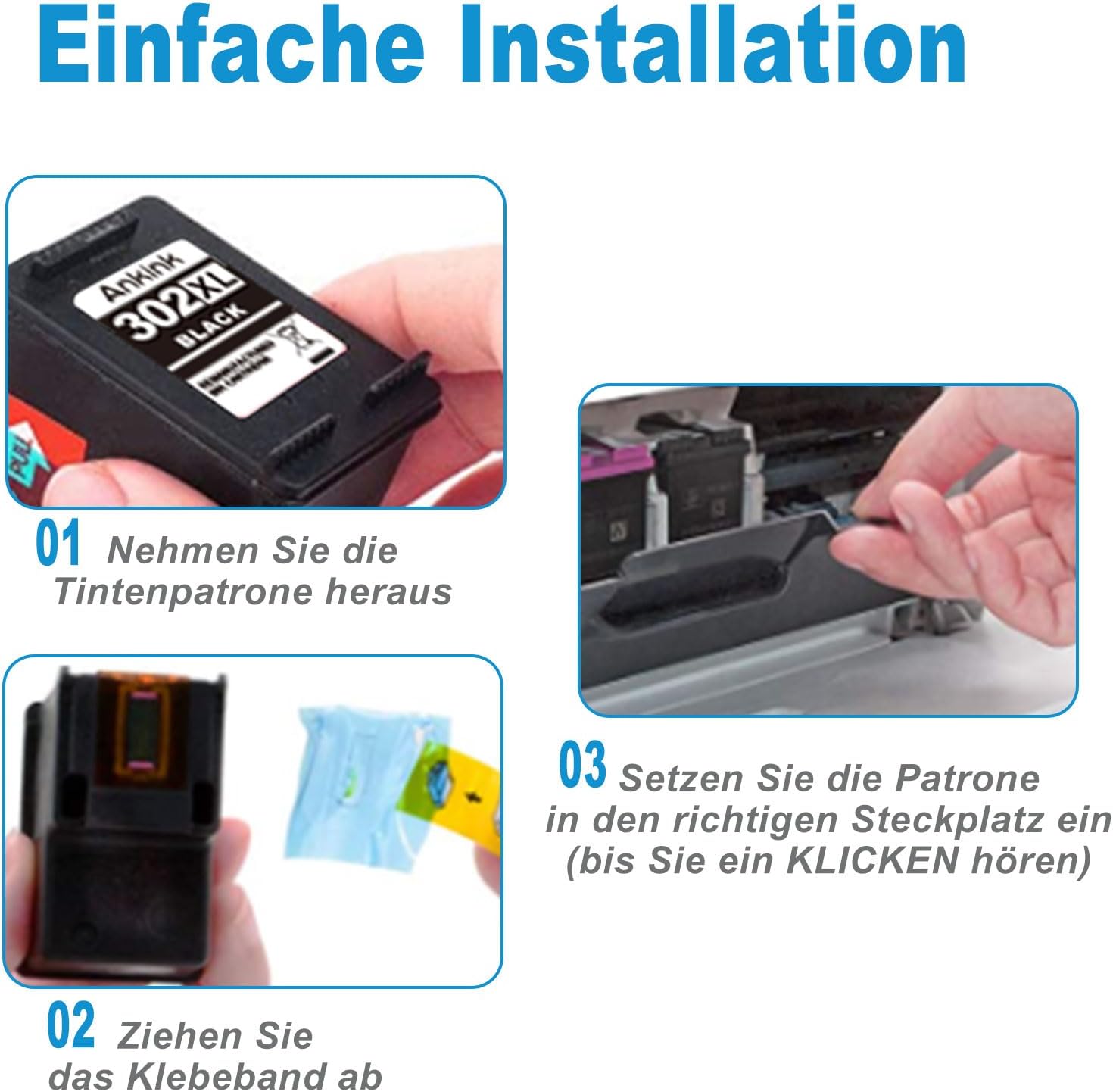 Thumbnail 5 de ANKINK 302XL Druckerpatronen (HP 302 XL) – Schwarz & Tricolor 2er-Set kompatibel für mehrere HP Office-Drucker