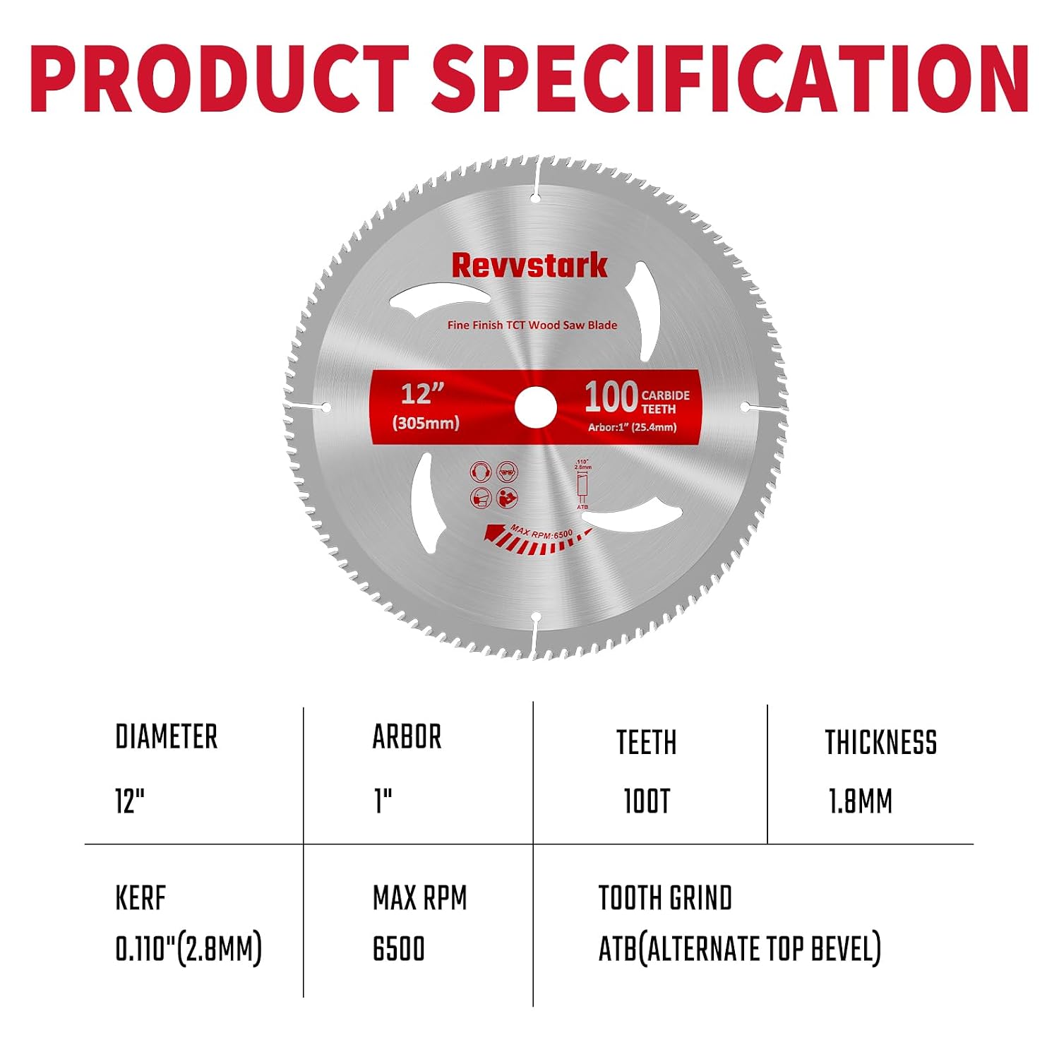 Thumbnail 1 de Revvstark RE-012-100 12-Inch Circular Saw Blade, 100-Tooth Carbide Tipped