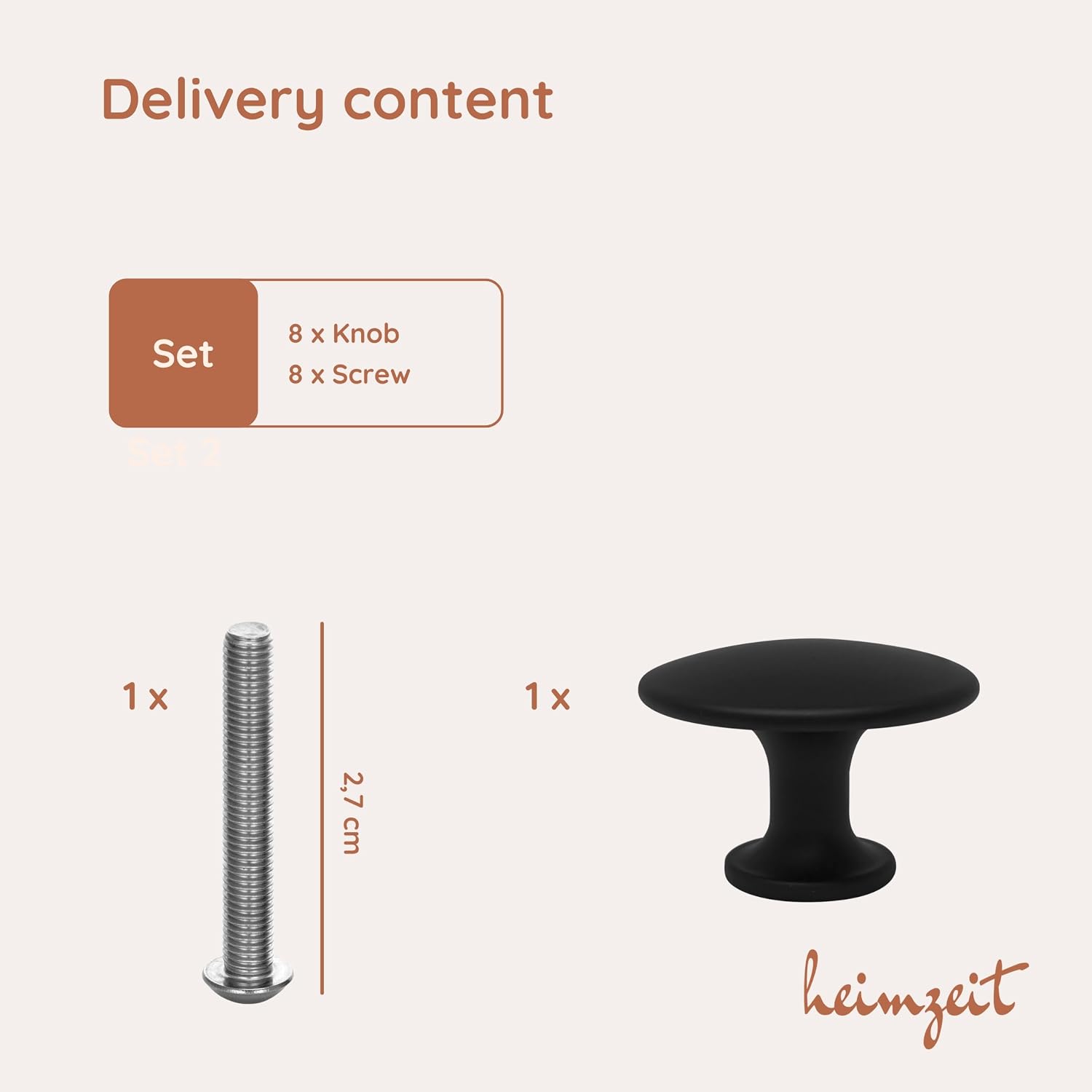 Thumbnail 4 de heimzeit Scandi Cabinet Knobs, 8-Piece Matte Black Zinc Alloy Set