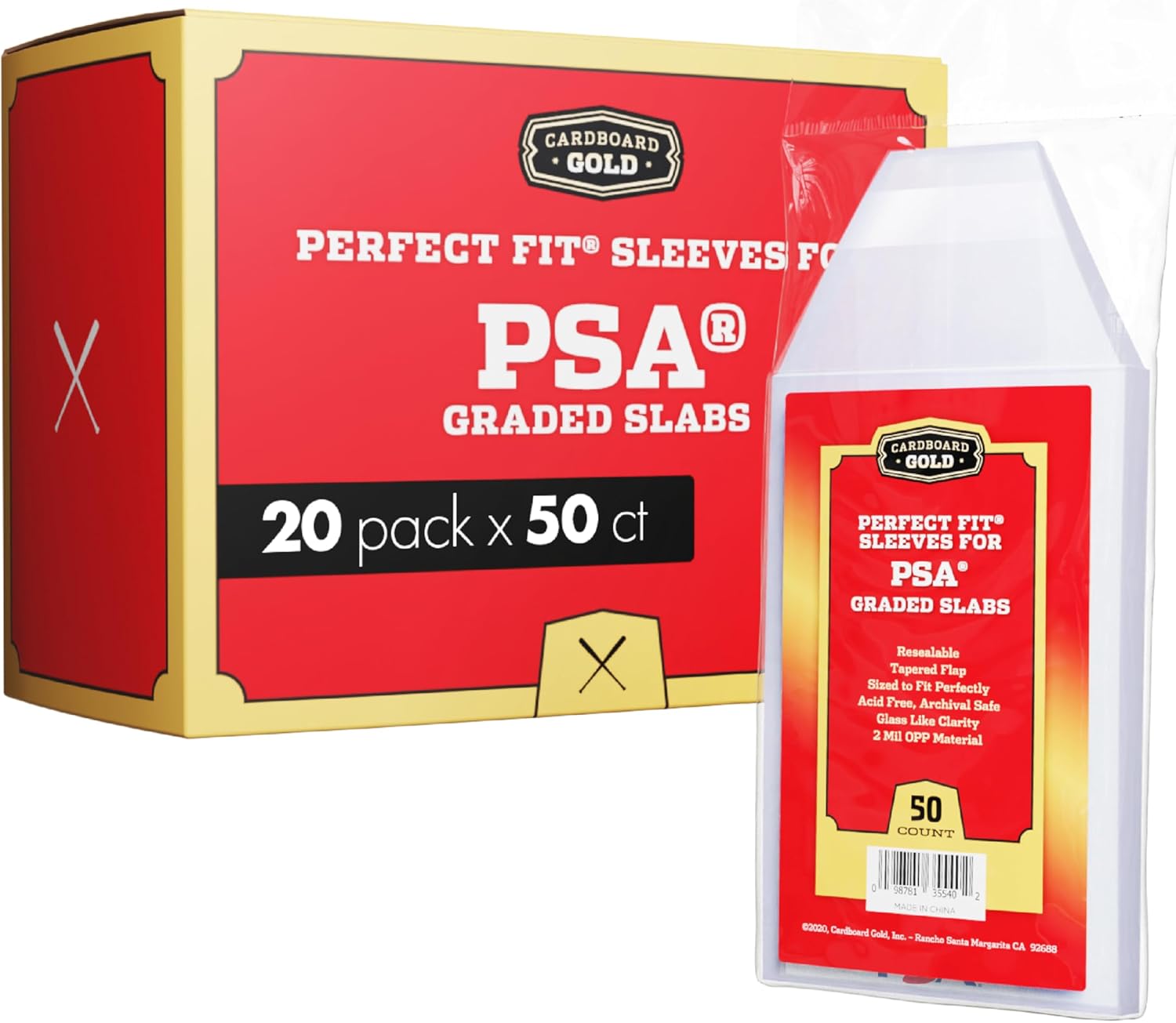 Thumbnail 6 de Cardboard Gold PSA Graded Card Sleeves – 500 Count with PSA Logo (Resealable Slab Protectors)