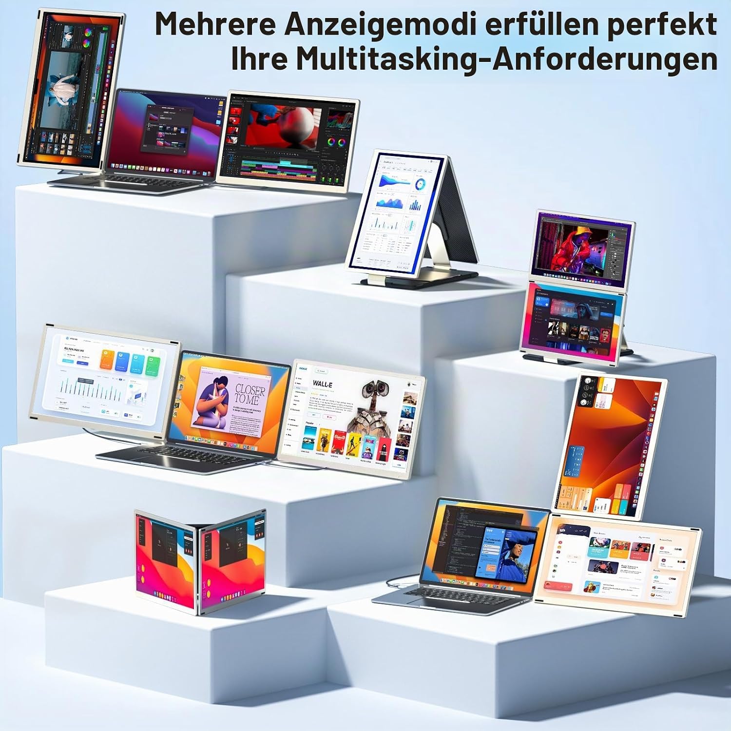 Thumbnail 3 de Siaviala S6 15,6" Laptop Bildschirm Extender – FHD Triple Travel Monitor mit Lautsprechern, Plug & Play